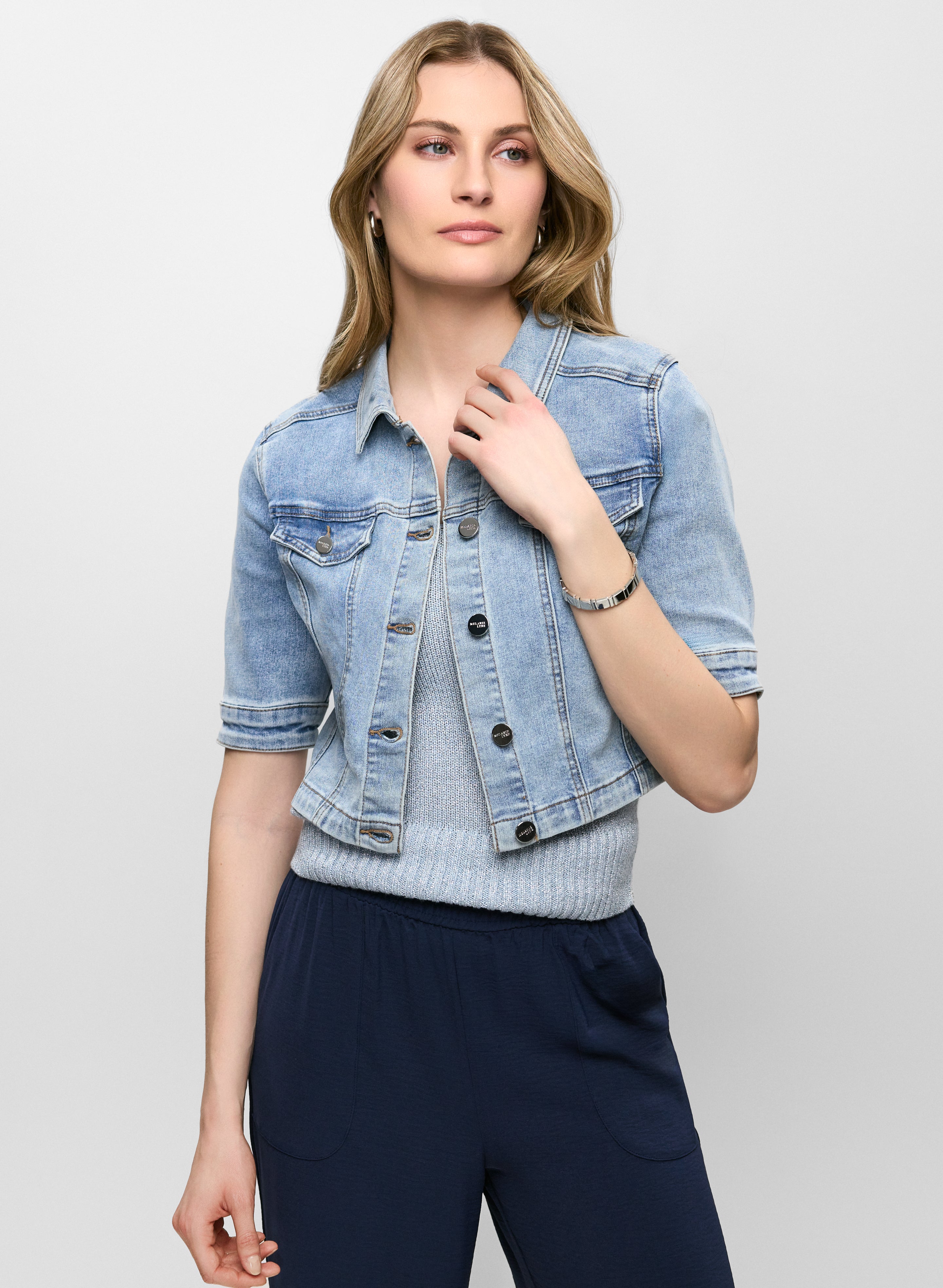Essential Cropped Jean Jacket Clear Blue Side 1