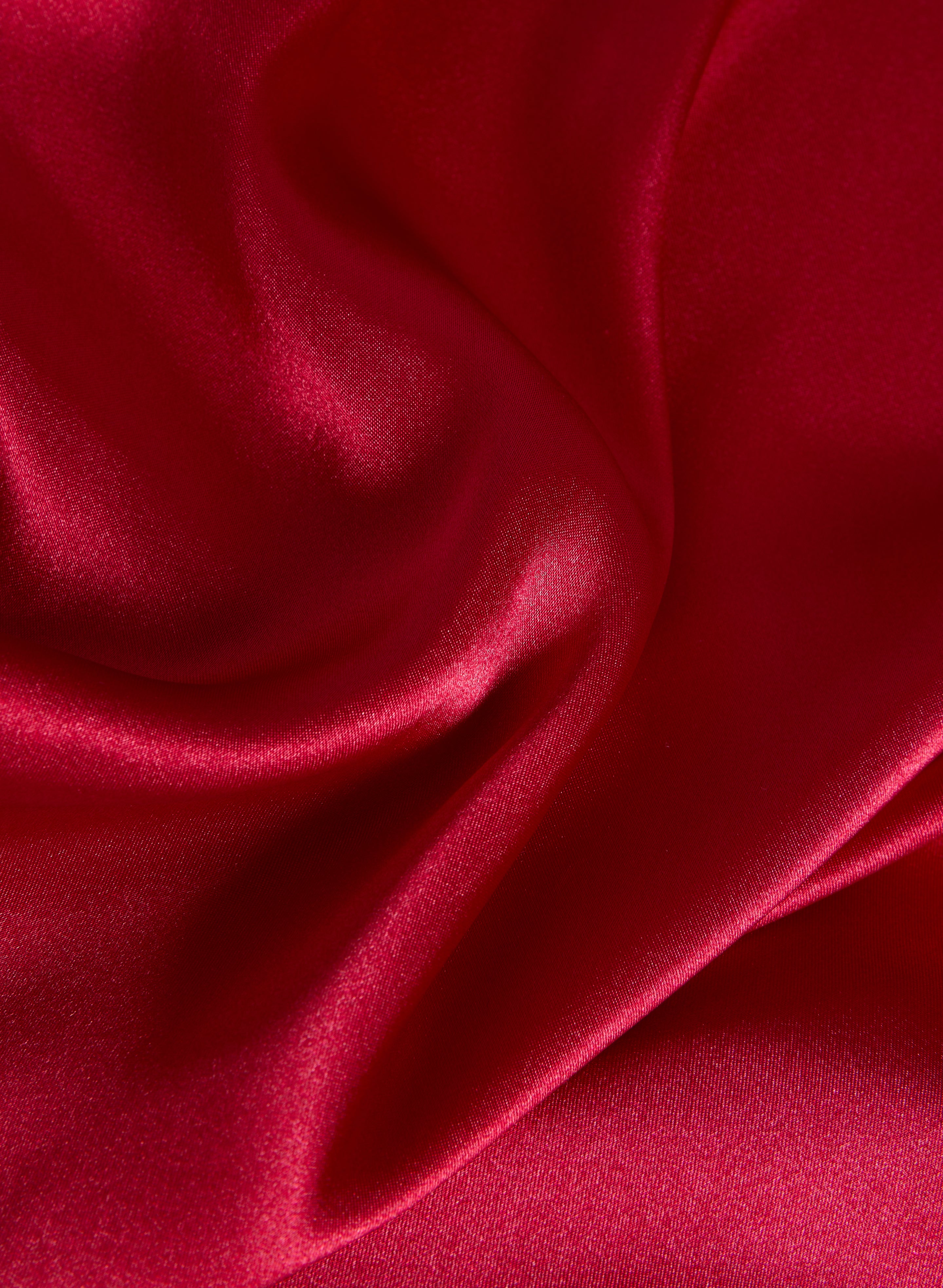 Cowl Neck Satin Slip Dress Red Flat Detail