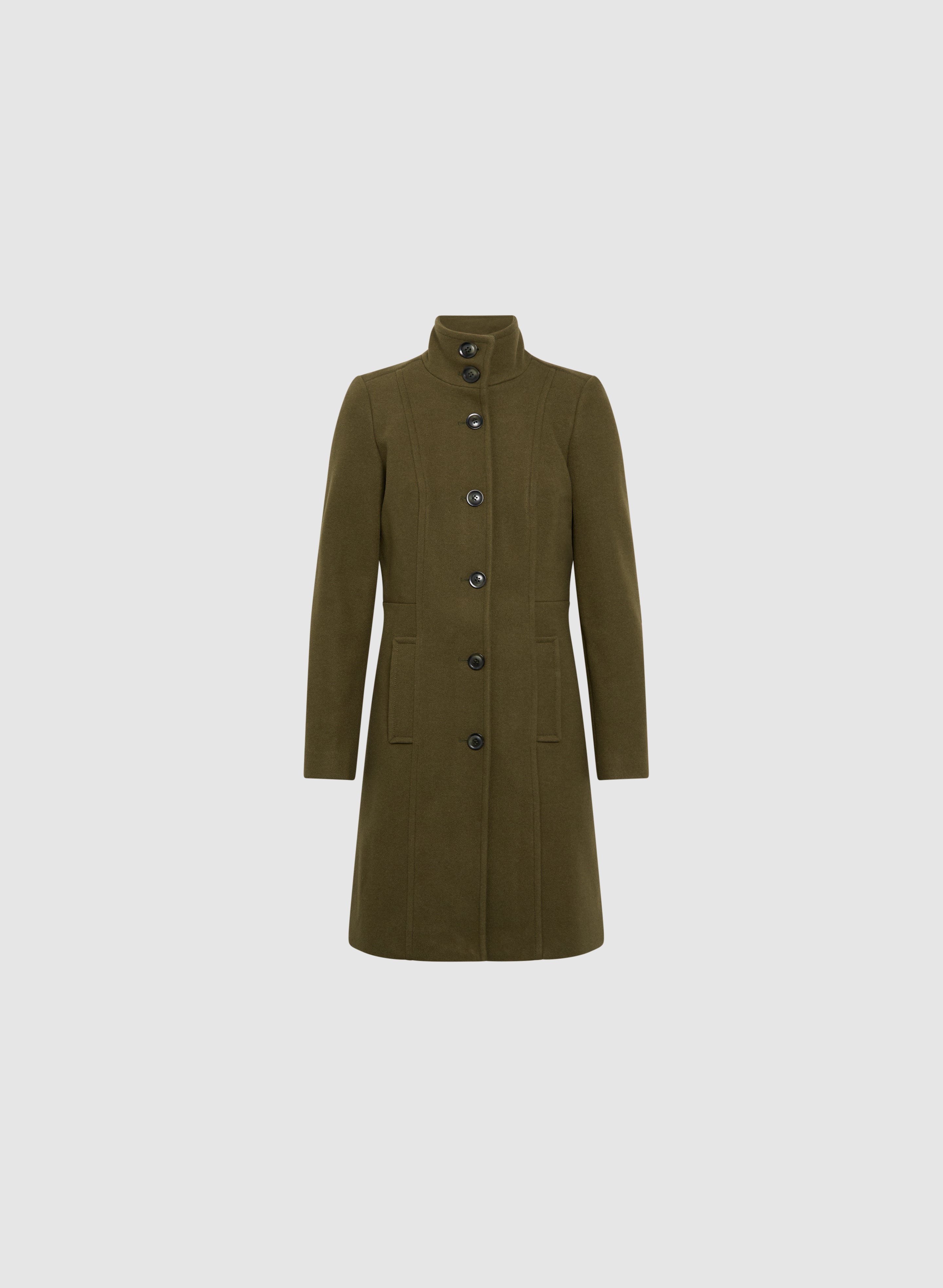 Stand Collar Wool-Blend Coat