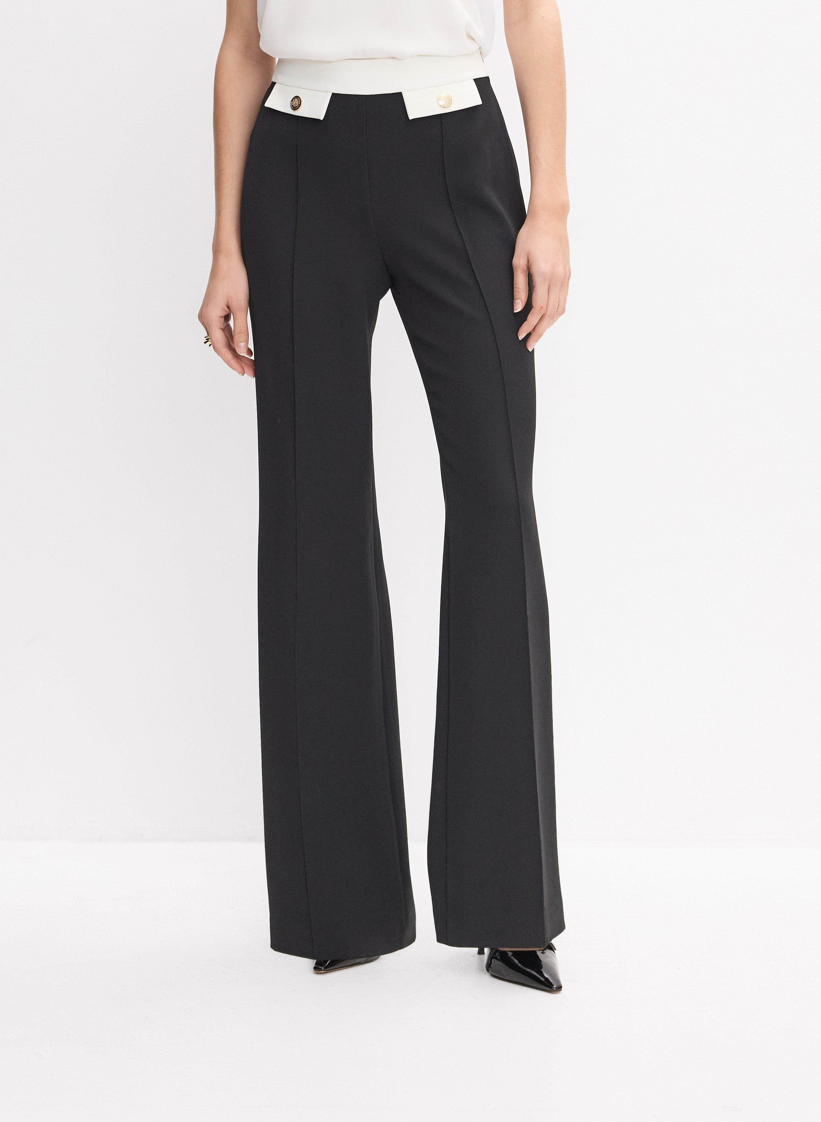 flare leg dress pants Contrast Detail Flare-Leg Ladies Dresses For Plus prom dress 2024 to tall womens flare COLOR:Custom Color(Leave your color at