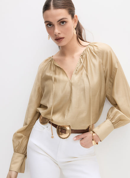 Drawstring Neck Blouse