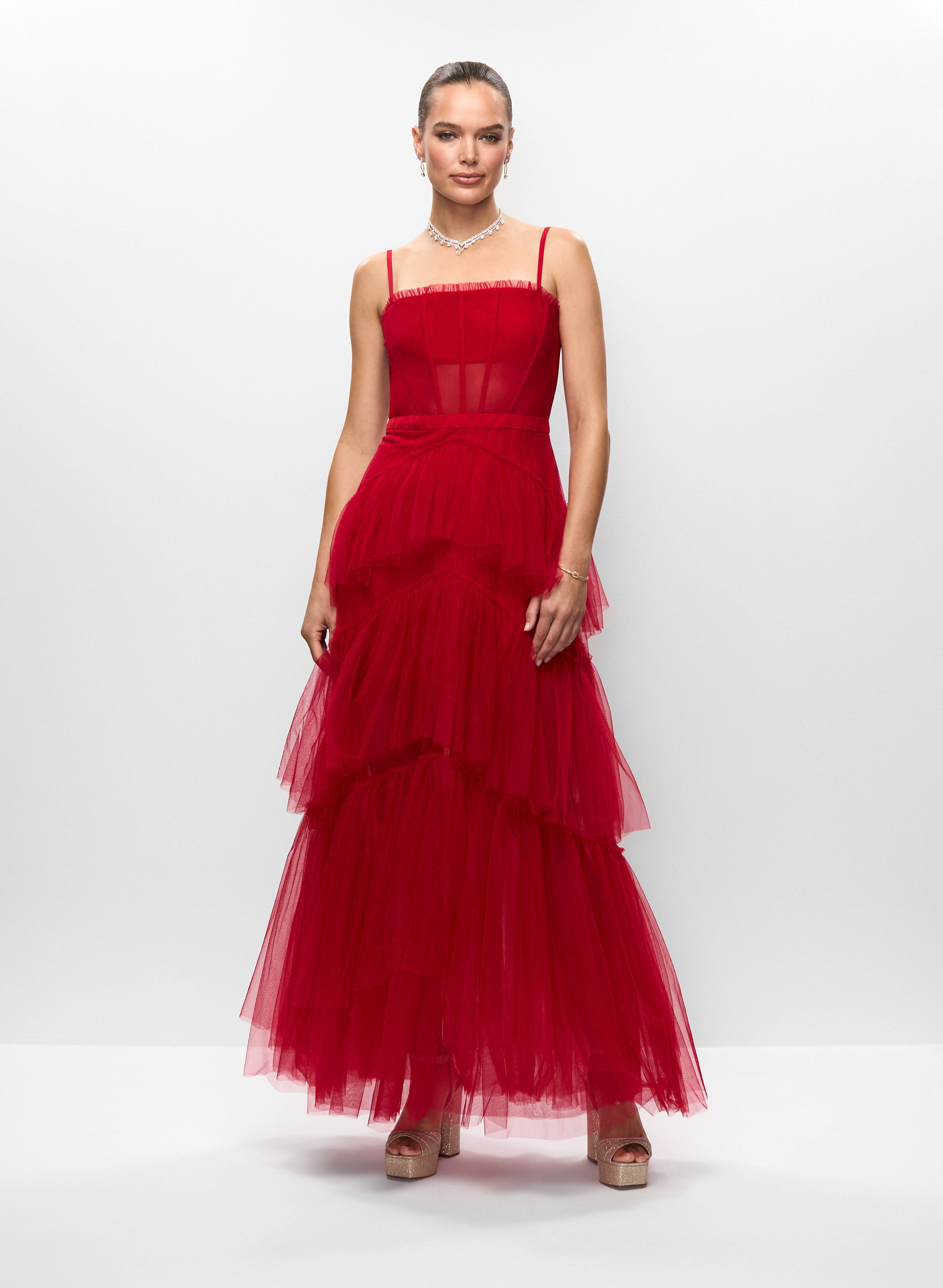 Tiered Mesh Corset Gown Tiered Mesh Corset Gown