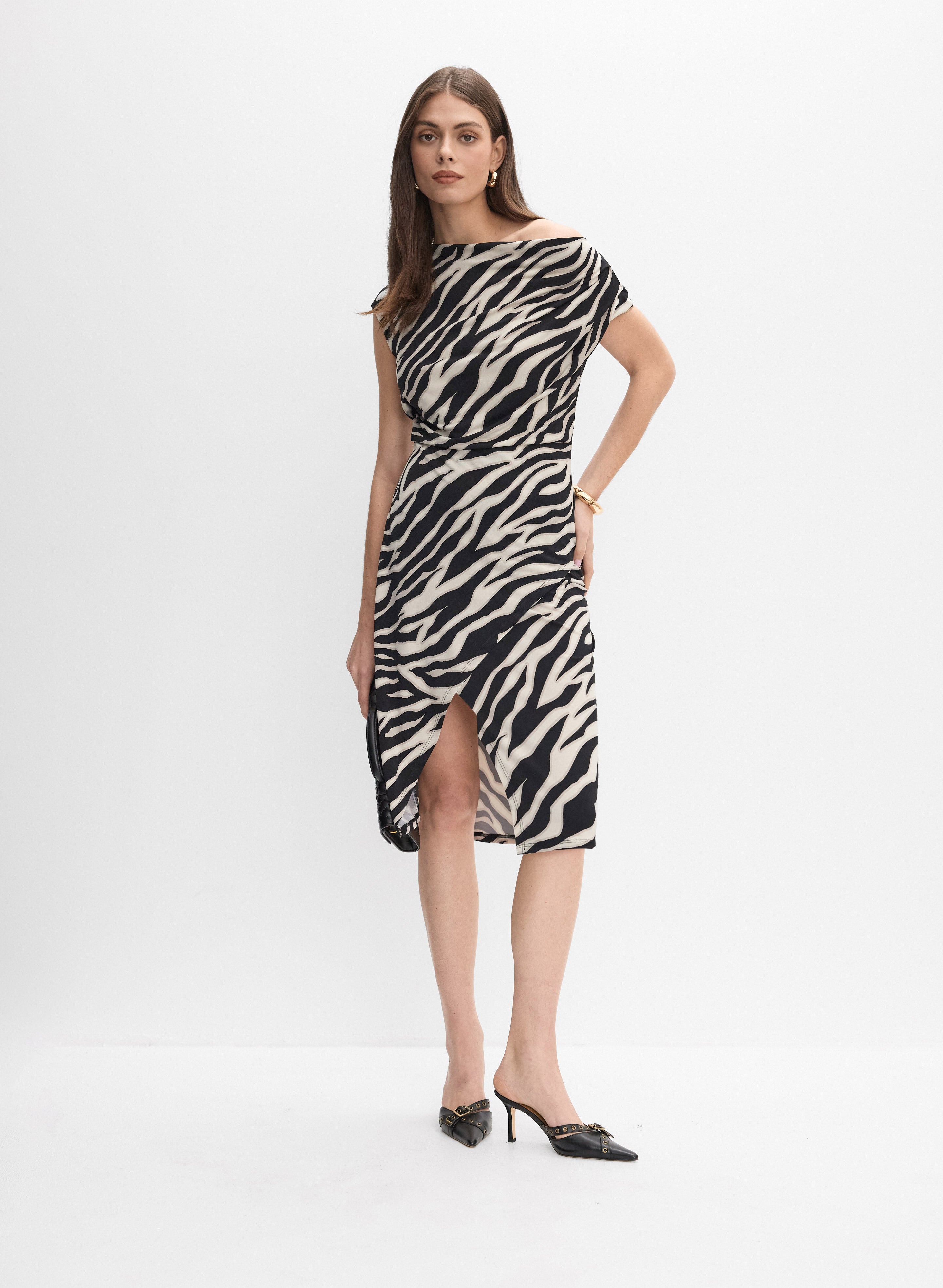zebra print dress bodycon Bell Zebra Print Dress by Staud