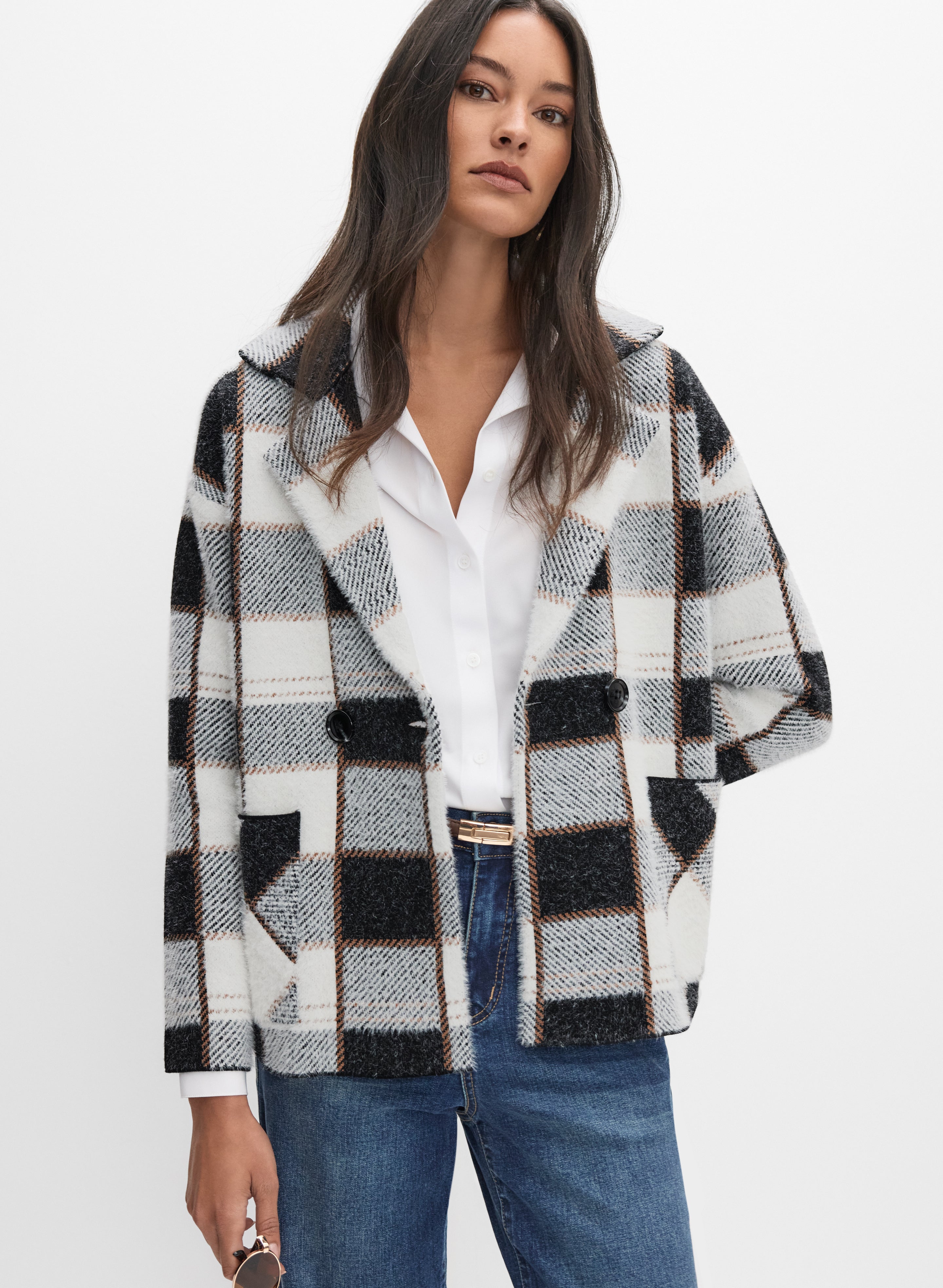 Plaid Knit Cardigan