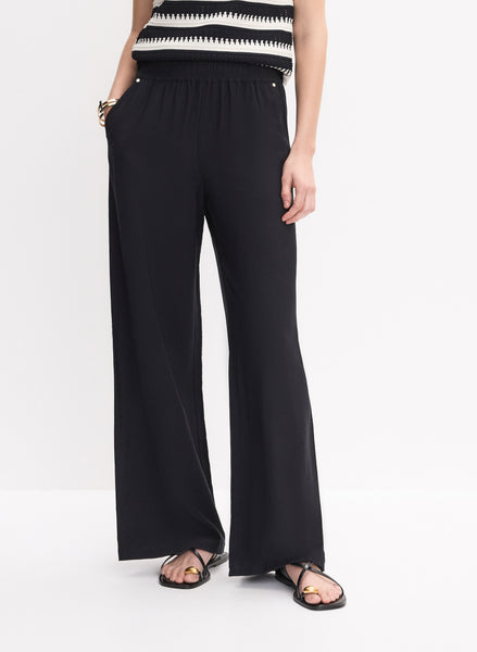 【INCHANT ME】Nylon 2way Banding Wide Pants Wide-Leg Pants