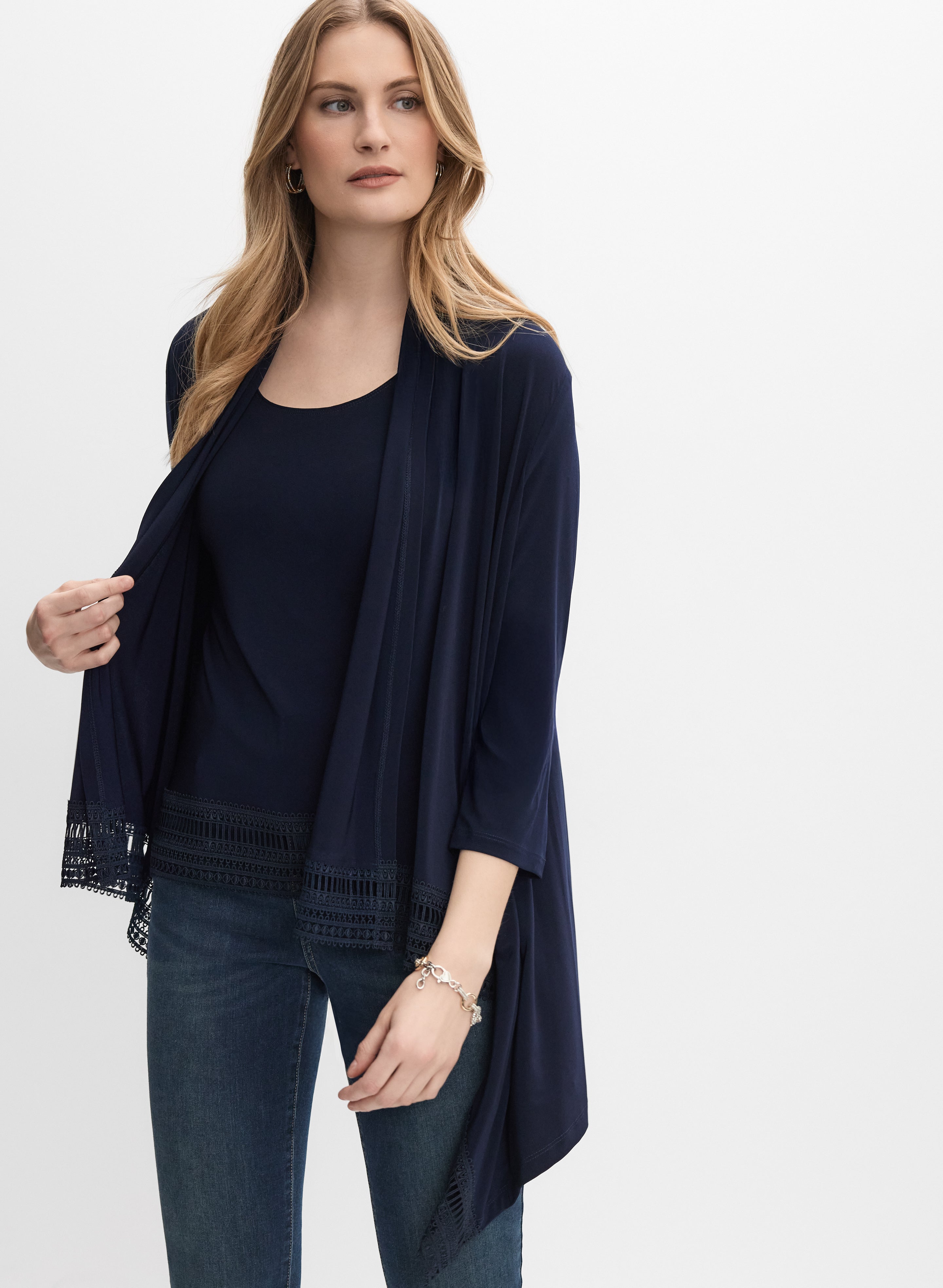Joseph Ribkoff - Crochet Trim Top & Sweater Set