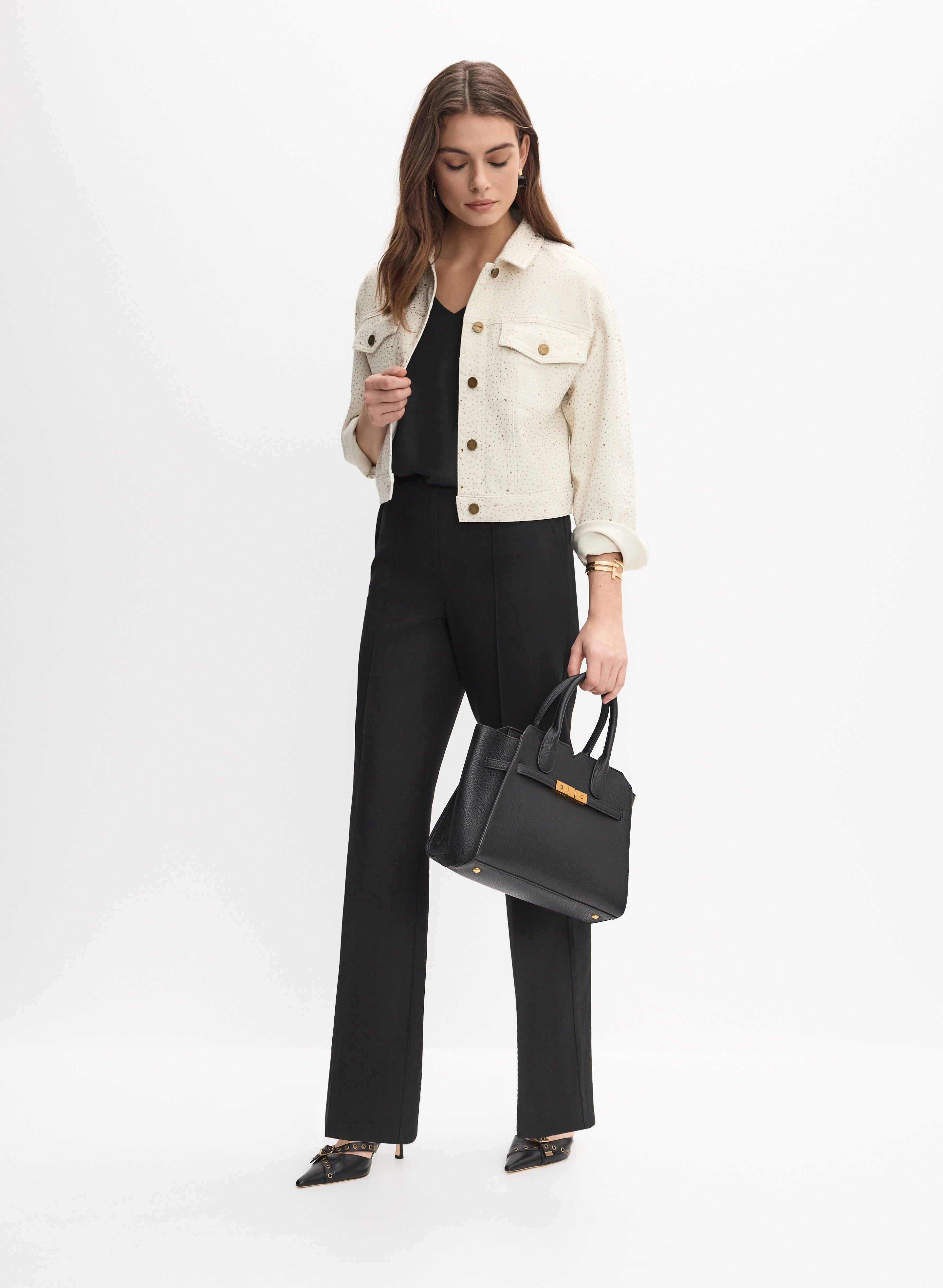 Wide-Leg Pintuck Pants