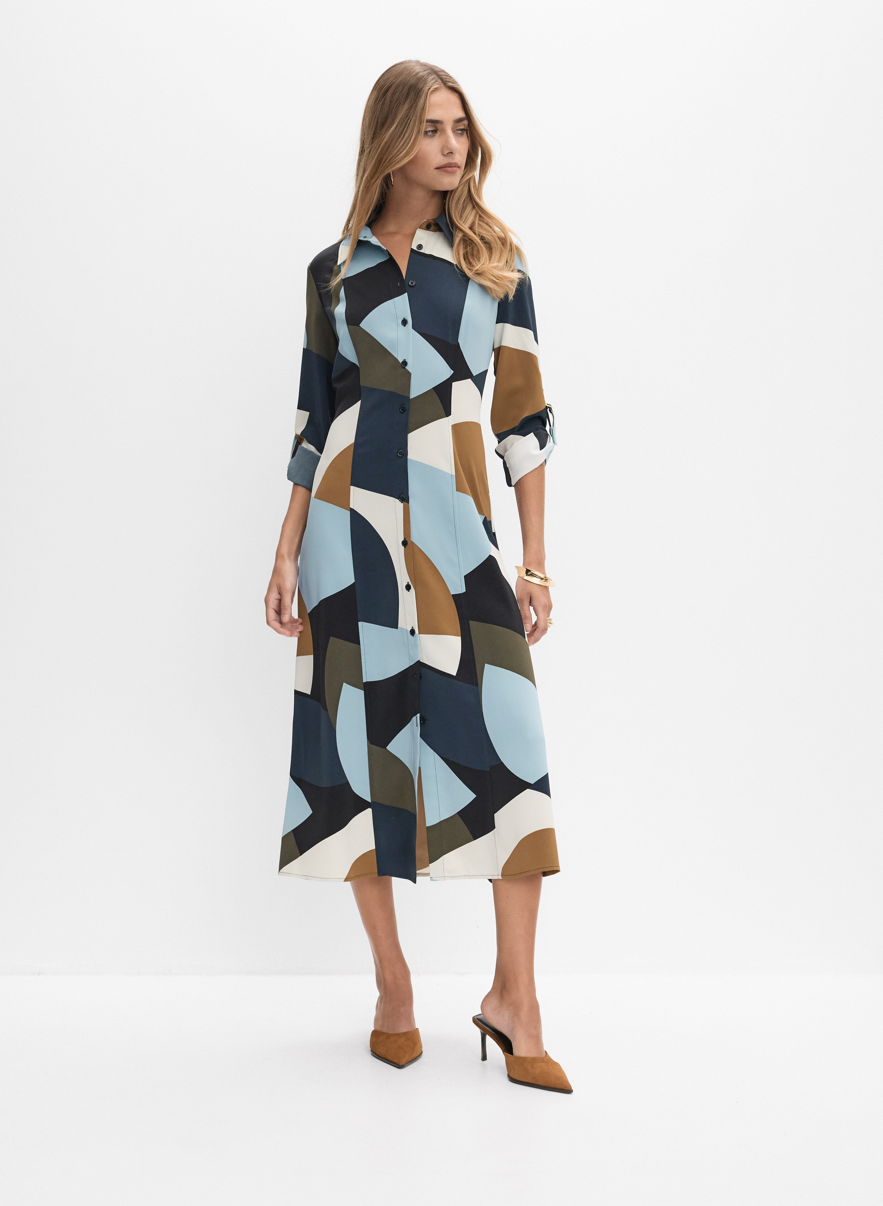 Geometric Shirt Dress