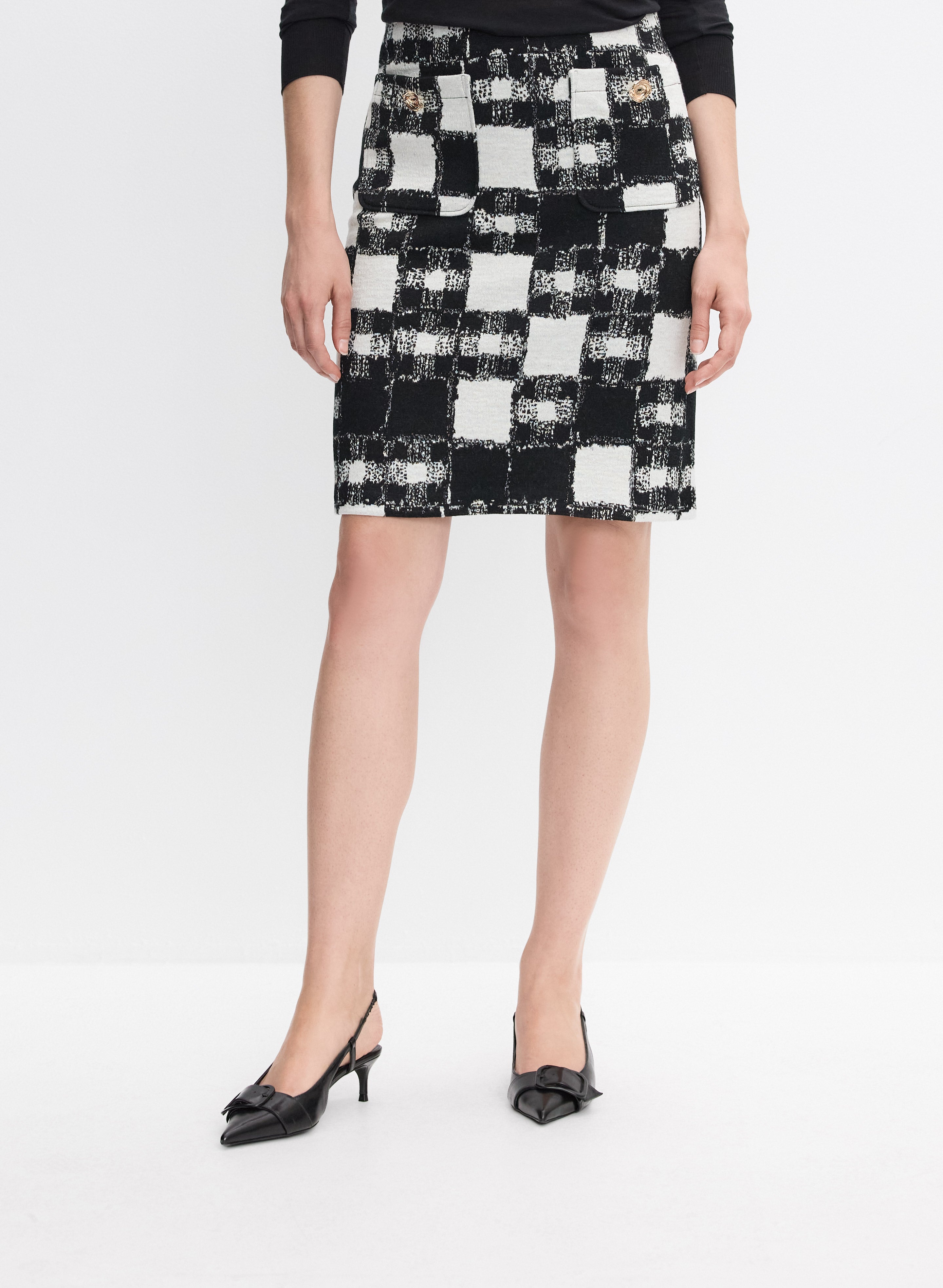 Joseph Ribkoff - Textured Check Print Skirt