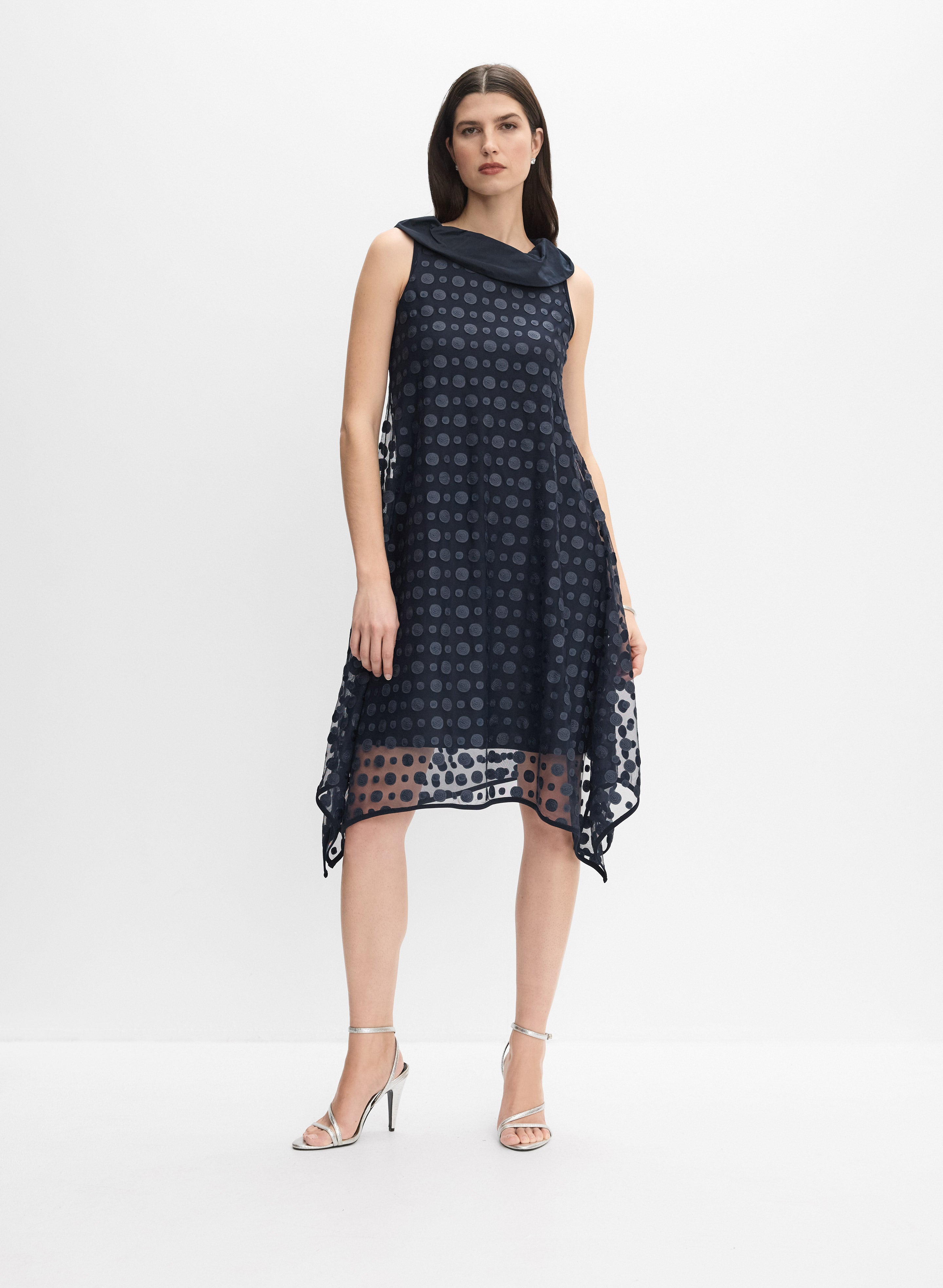 sachin and babi light blue dress Joseph Ribkoff Black Crepe Plunge V Neckline Sunburst Pleat Halter Nec –  Palm Beach Vintage main image 1