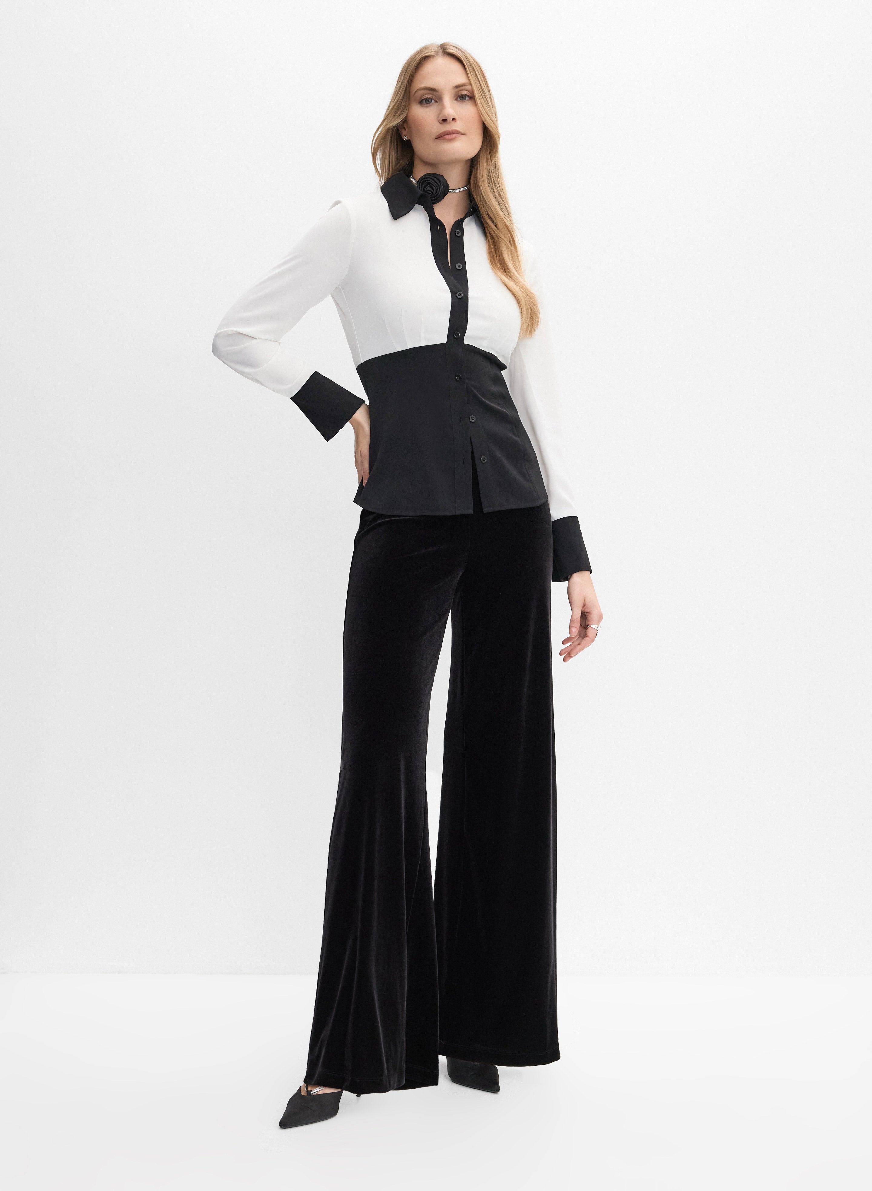 Velvet Wide-Leg Pants