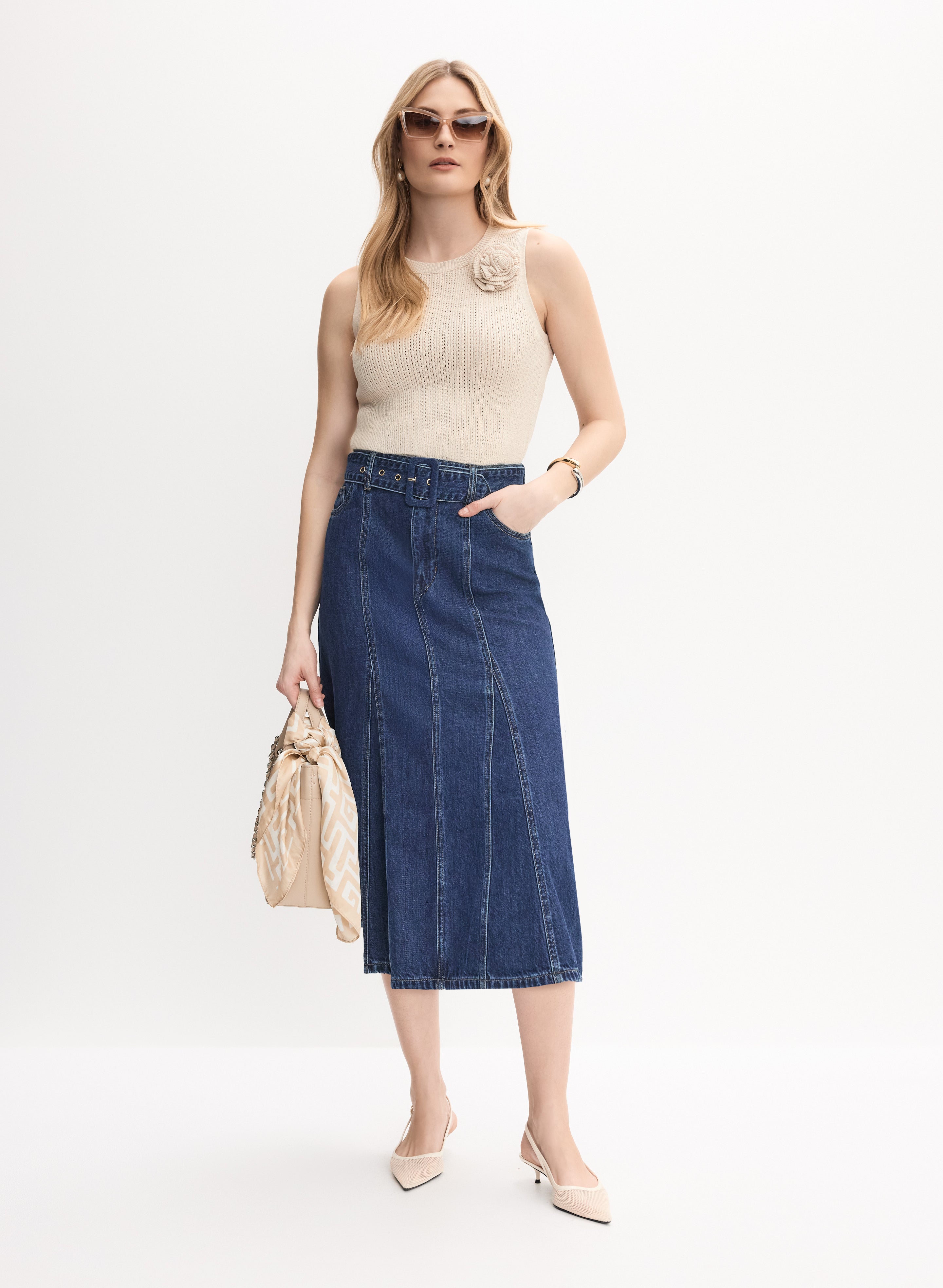 【INCHANT ME】533 Denim Midi Skirt 14d9ab41d800936d16f1bcd1998411