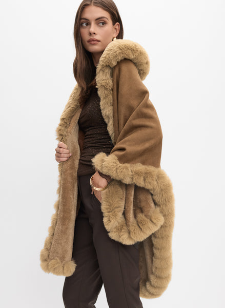 Faux-Suede Poncho