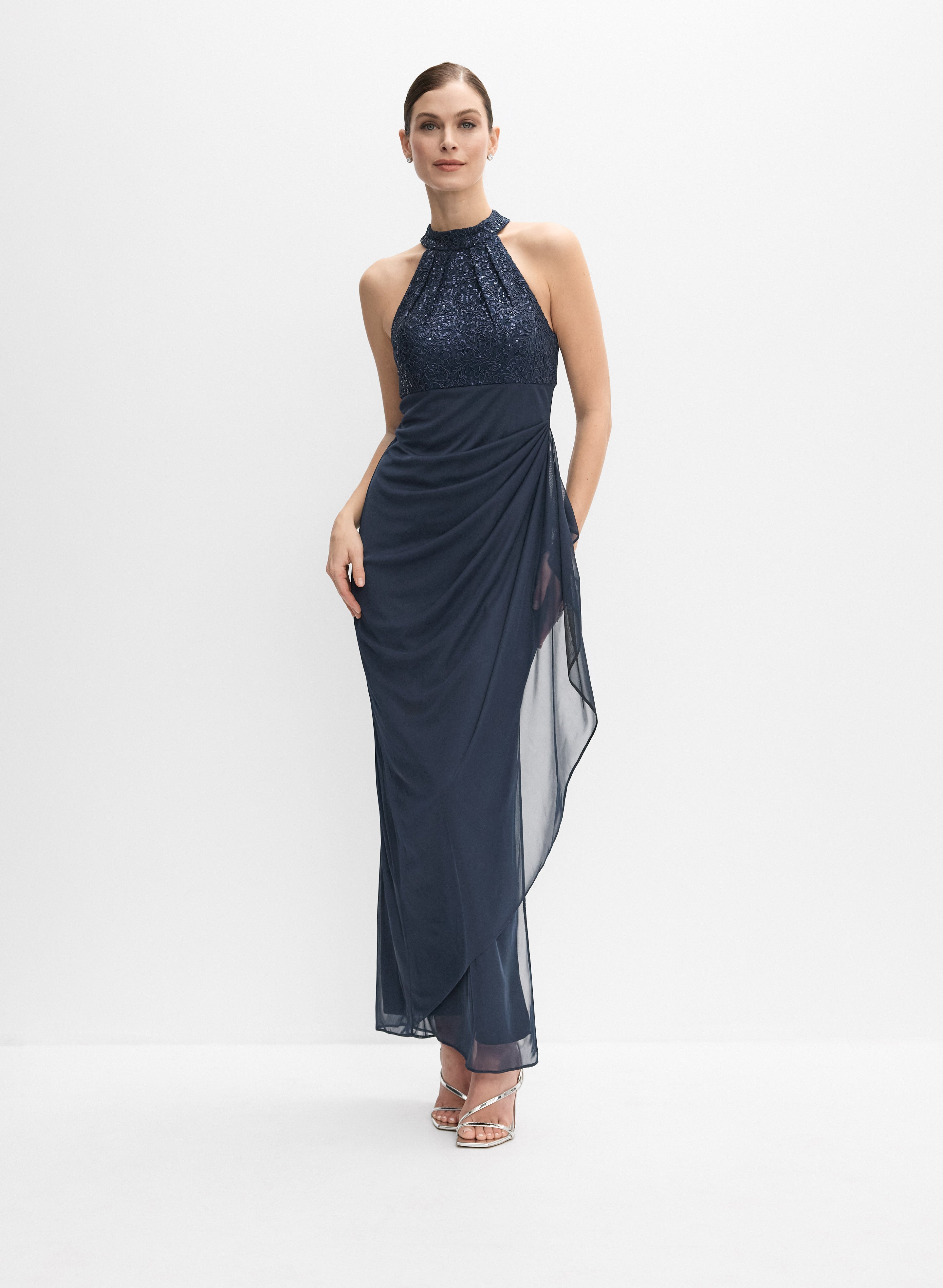 melanie lyne formal dresses Sequin Ruffle Detail Dress
