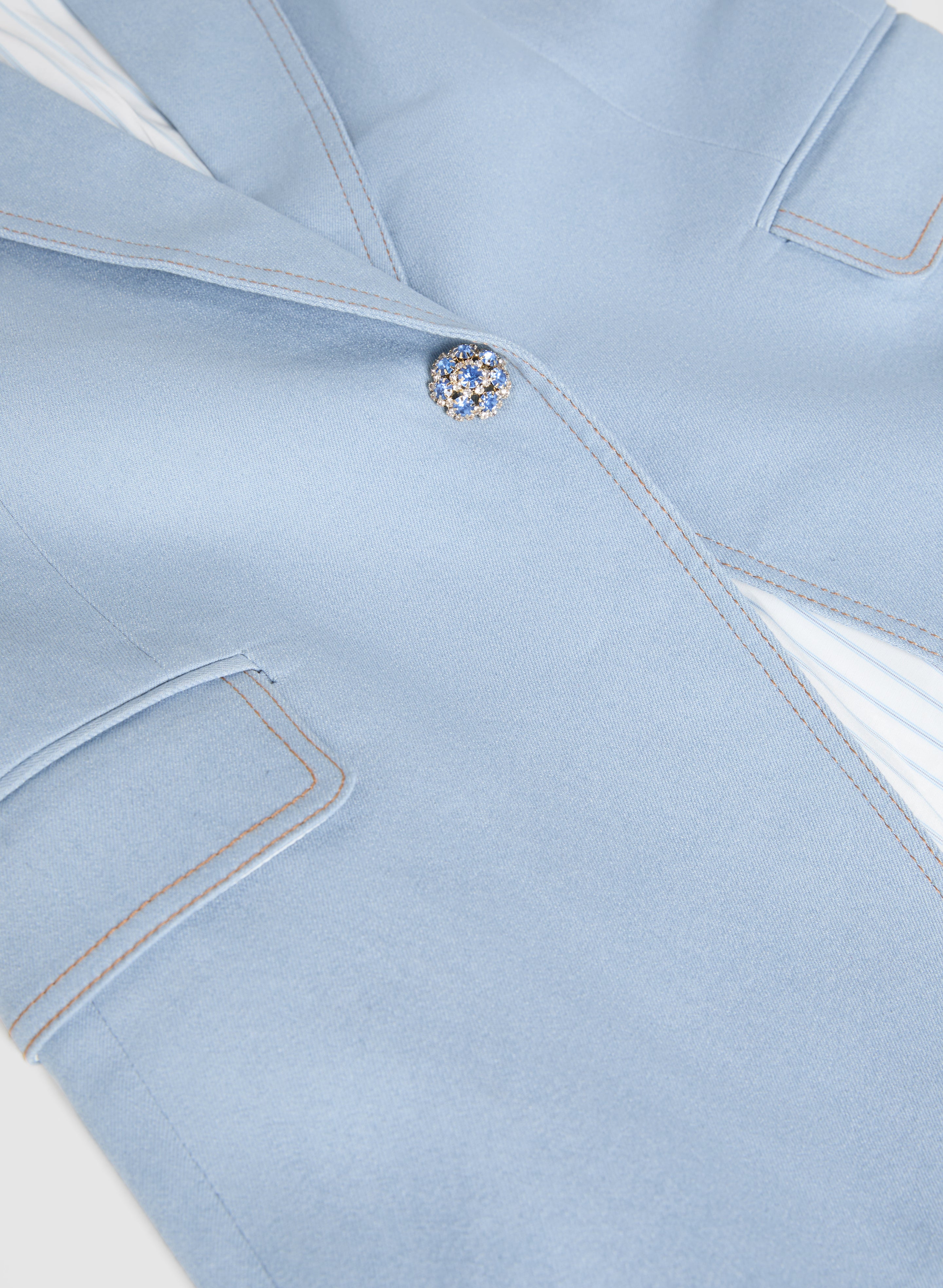 Denim Flap Pocket Blazer Blue Pearl Flat Detail
