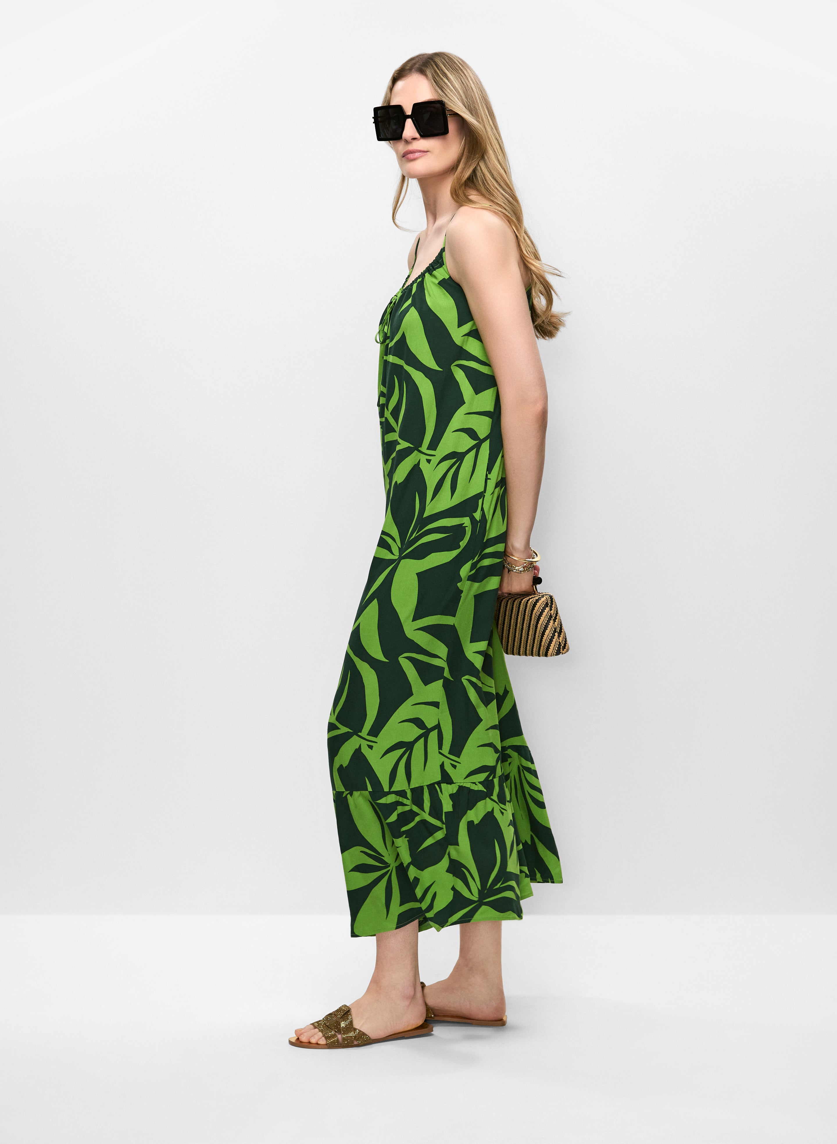 Tropical Print Maxi Dress