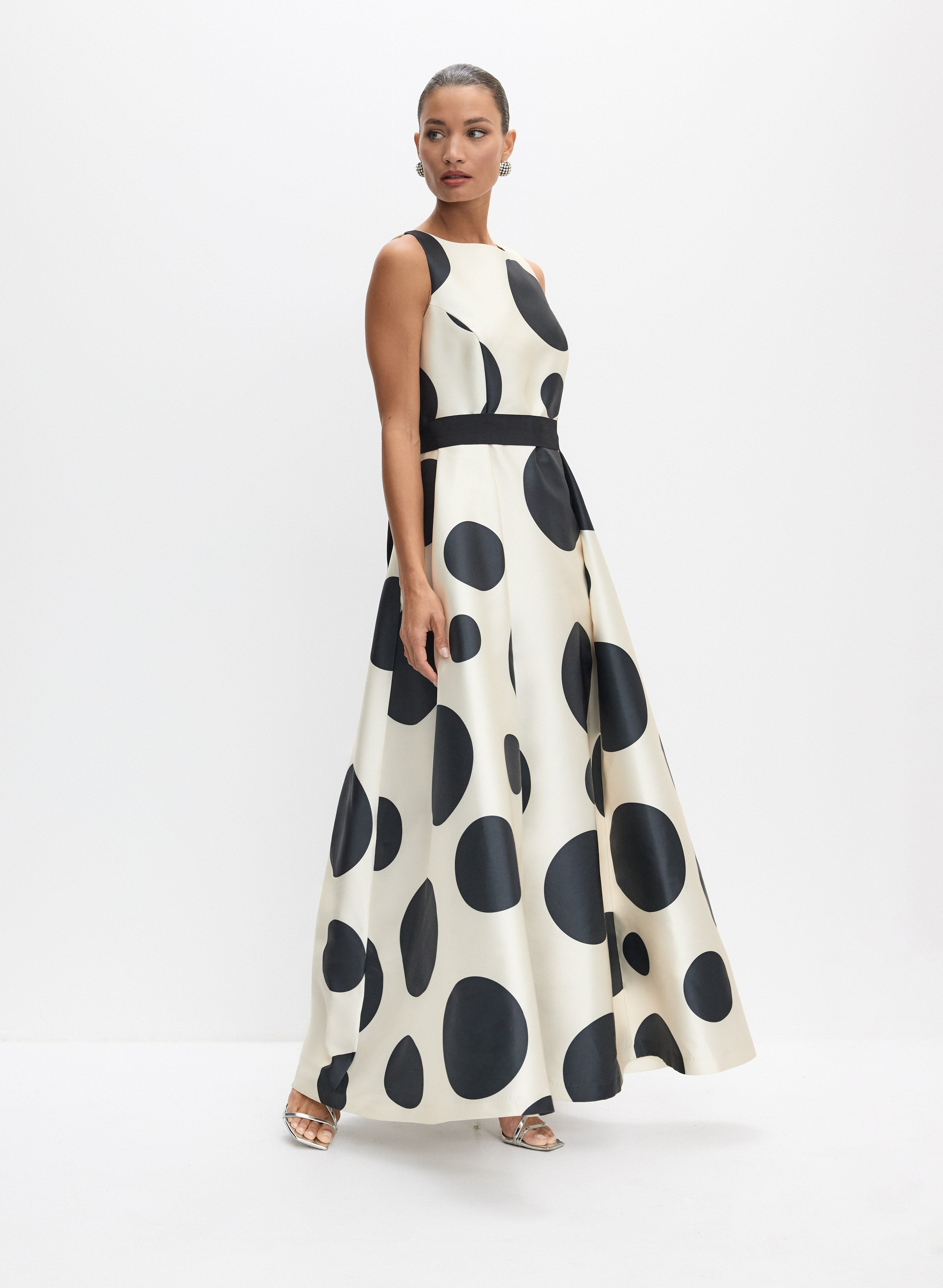 mikado maxi dress Polka Dot Mikado Dress