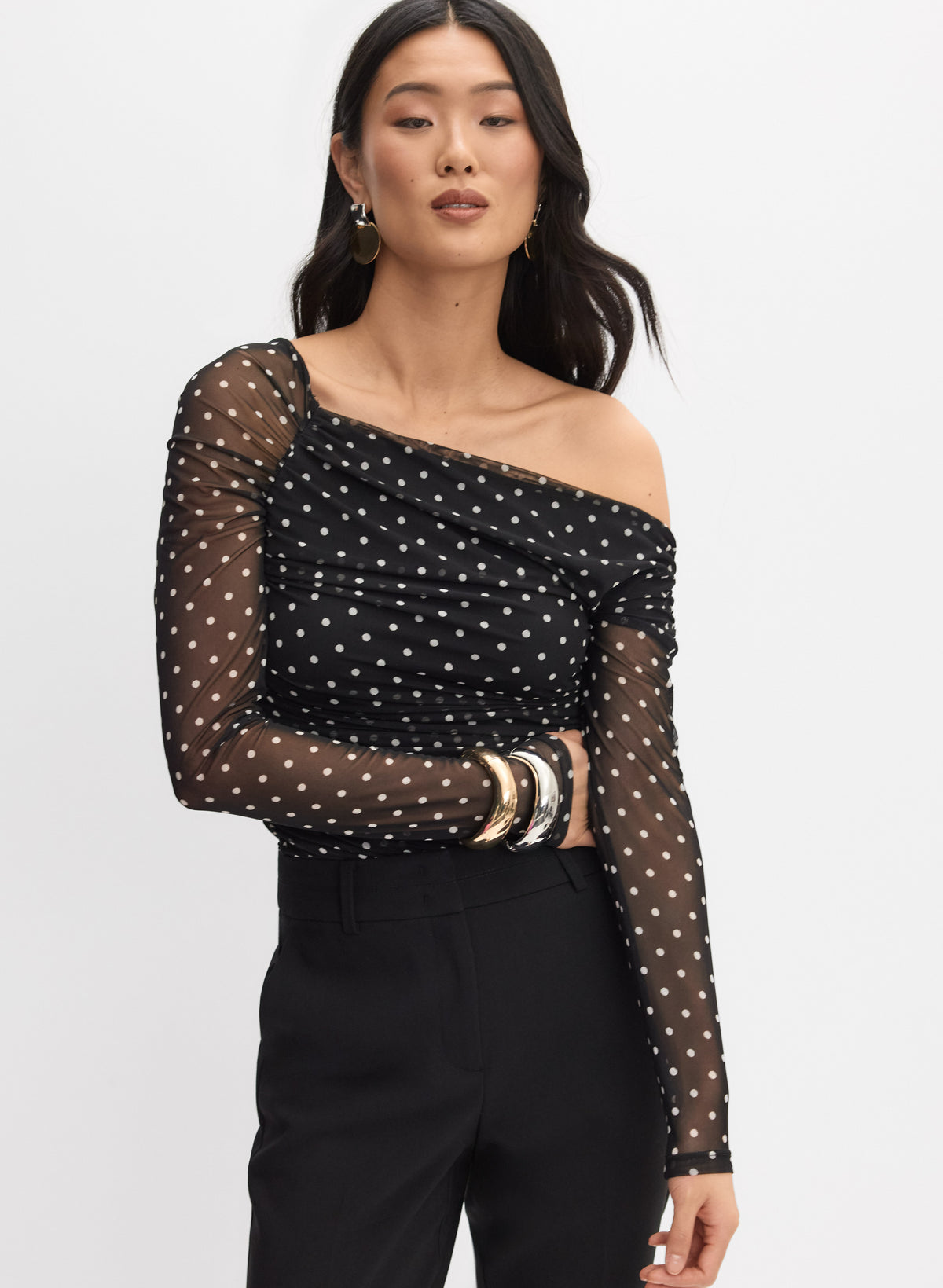 Asymmetric Polka Dot Top