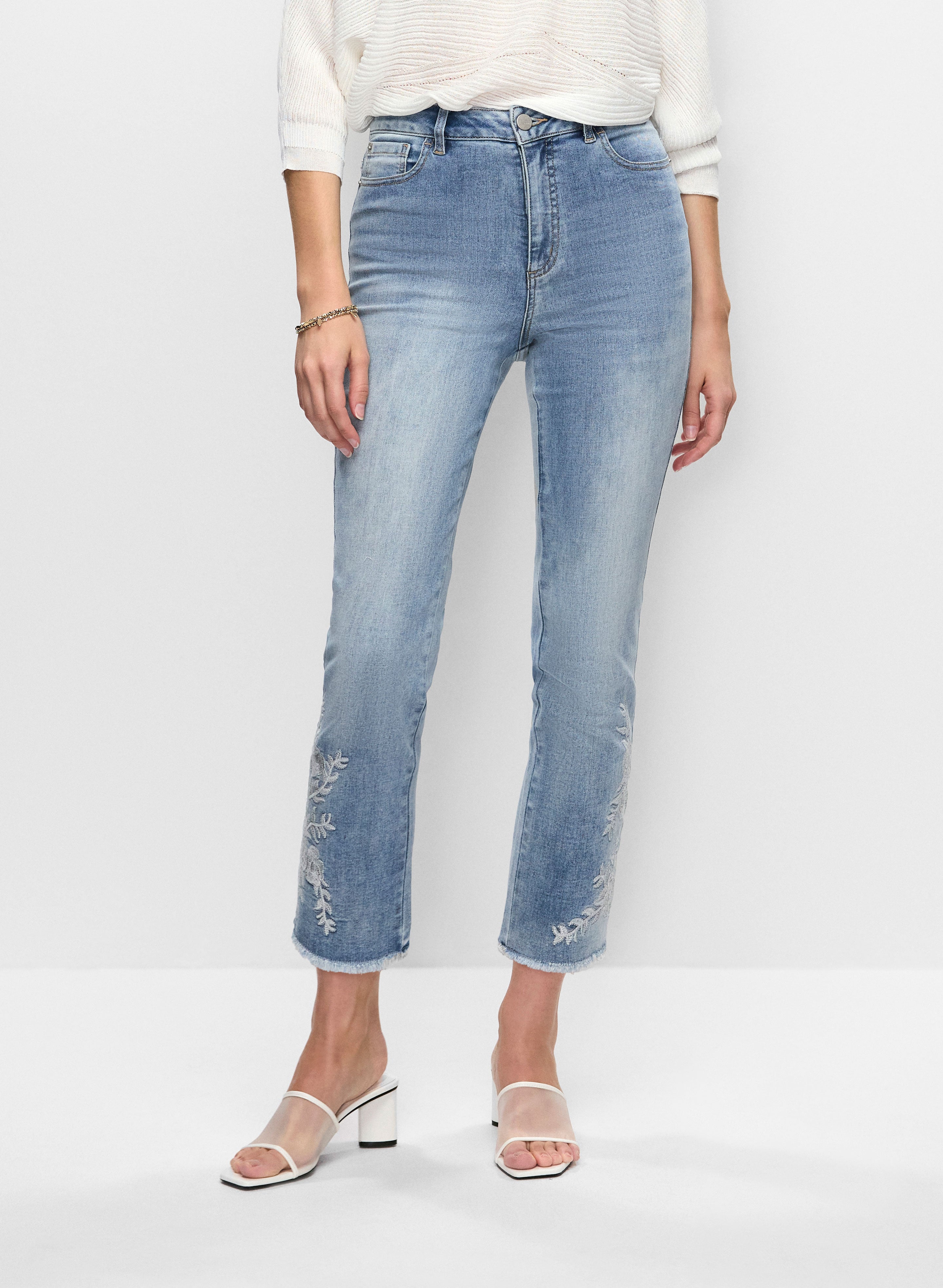 Embroidered Full Leg Jeans