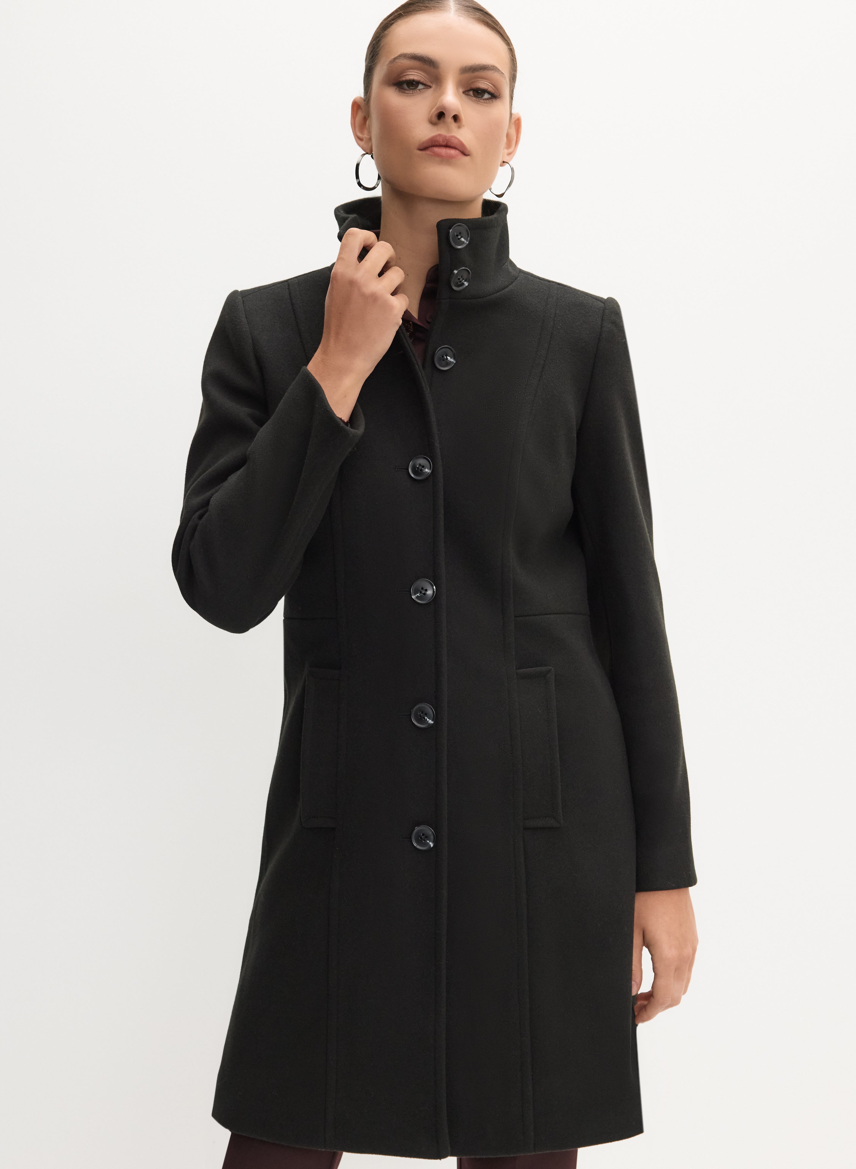 Wool Stand Collar Coat Macintosh Wool Stand Collar Coat With Gold