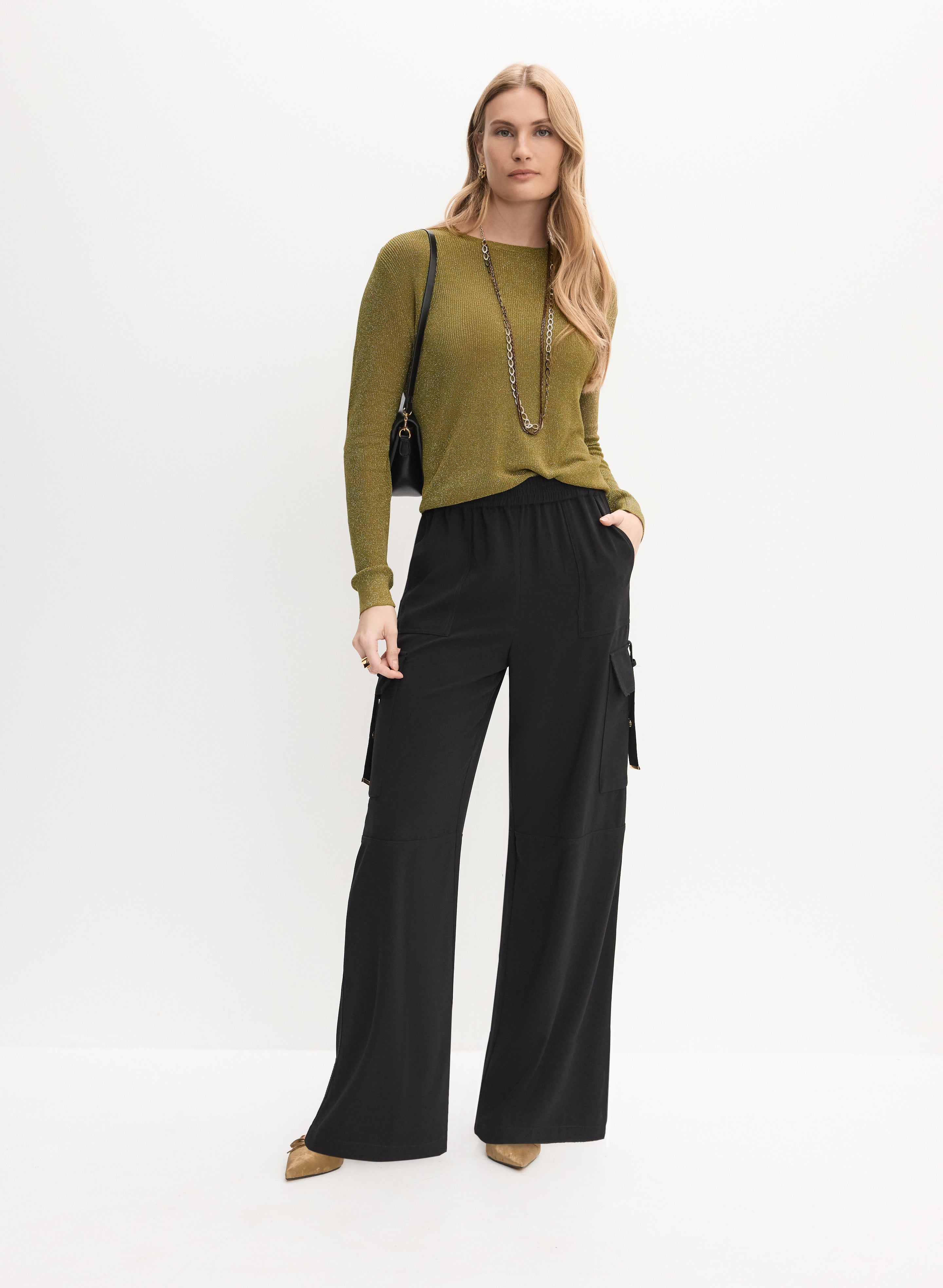 Draped Chain Lurex Sweater