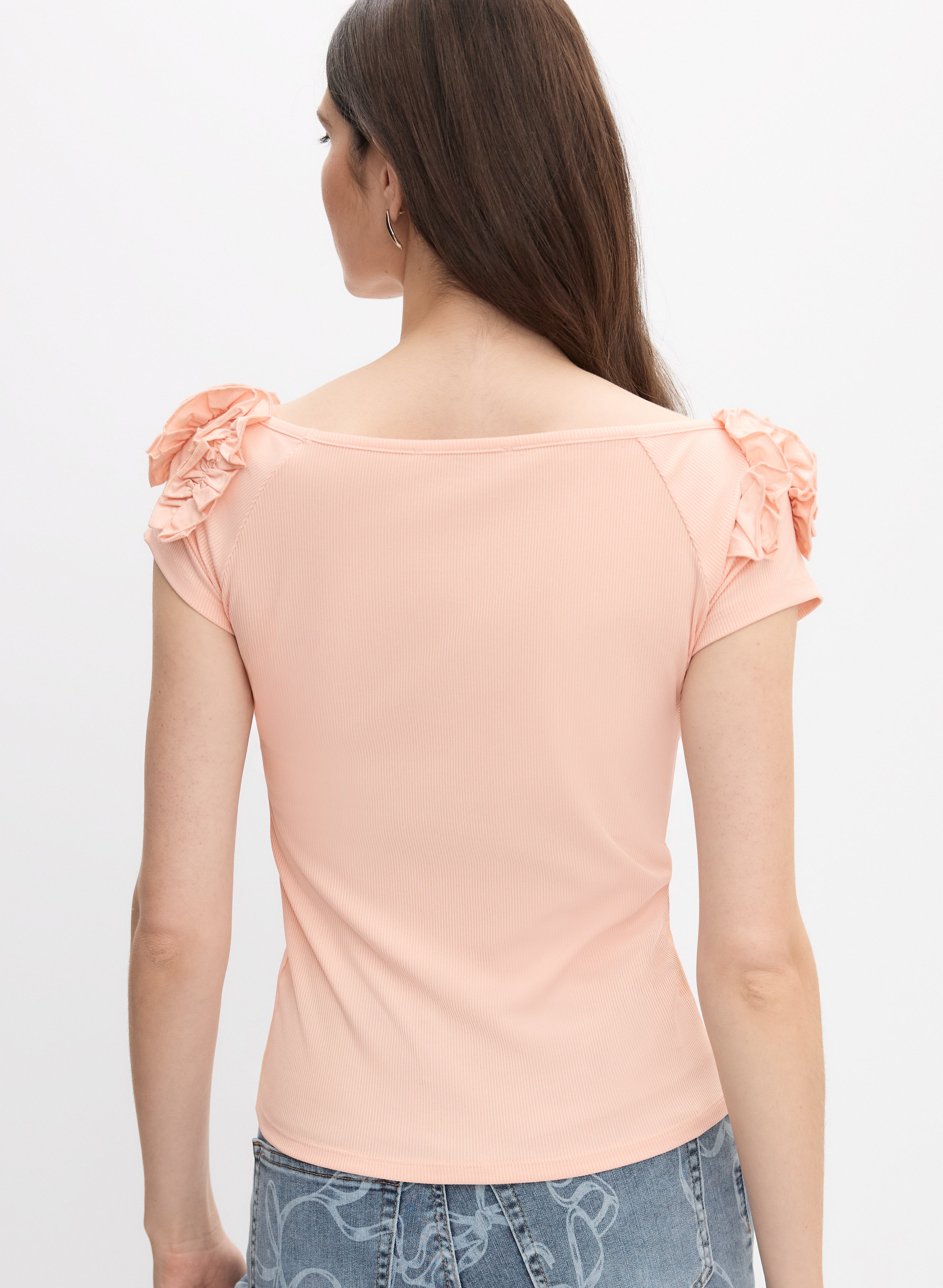 Rosette Off-The-Shoulder Top