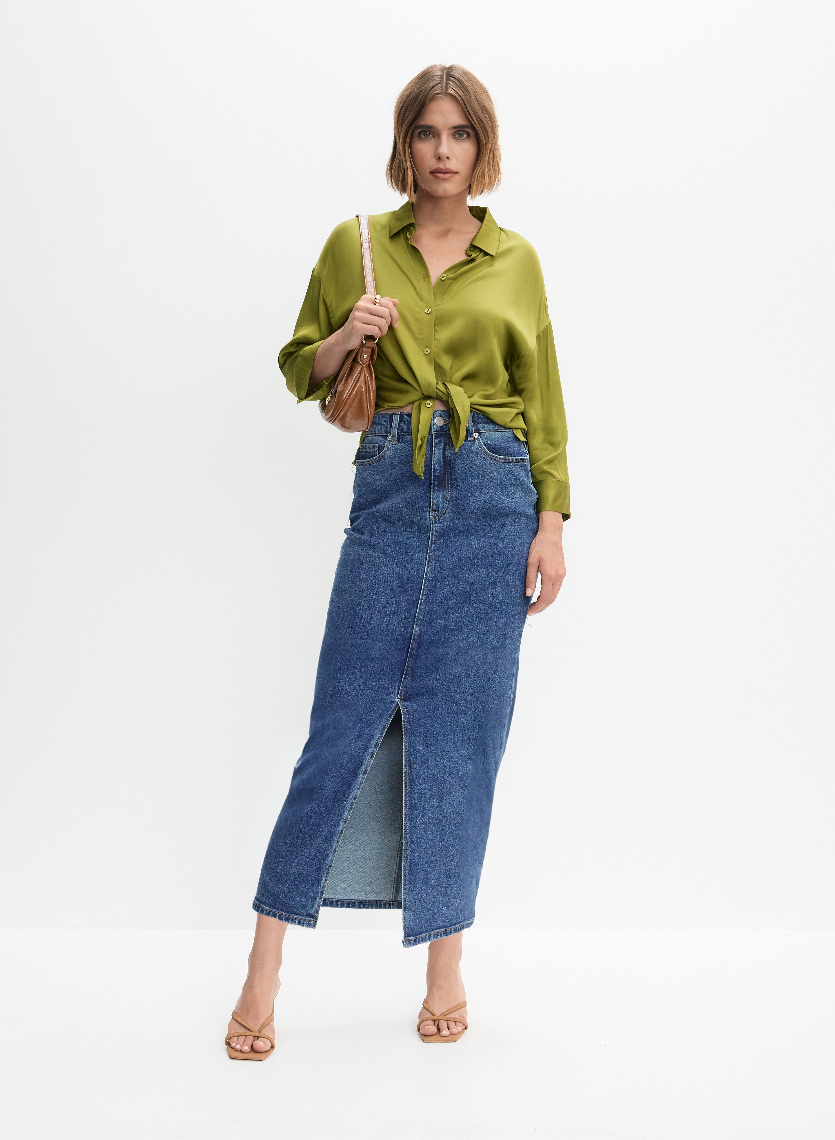 satin blouse skirt