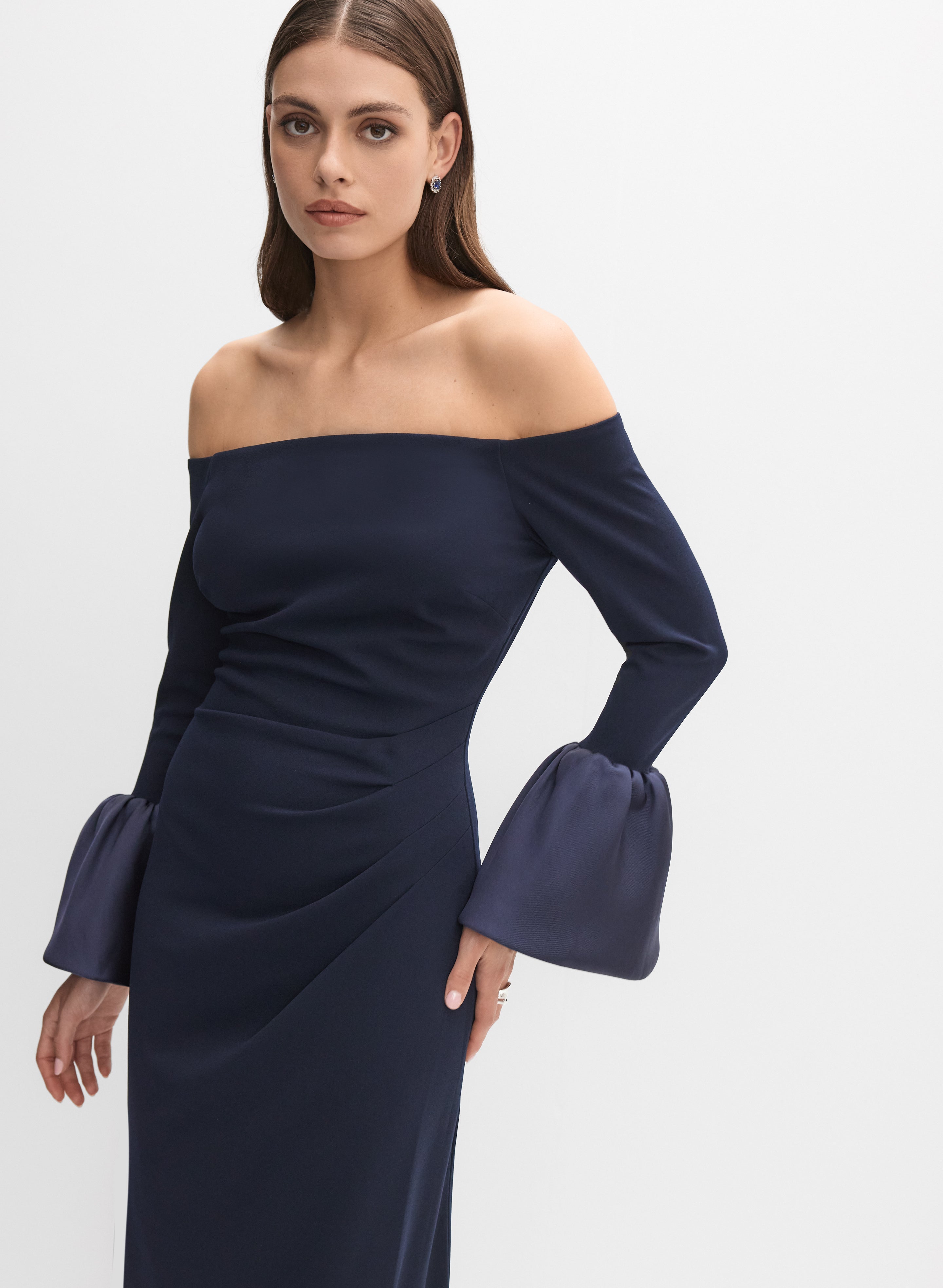 off the shoulder bell sleeve dress bhldn Off-The-Shoulder Bell Sleeve Gown