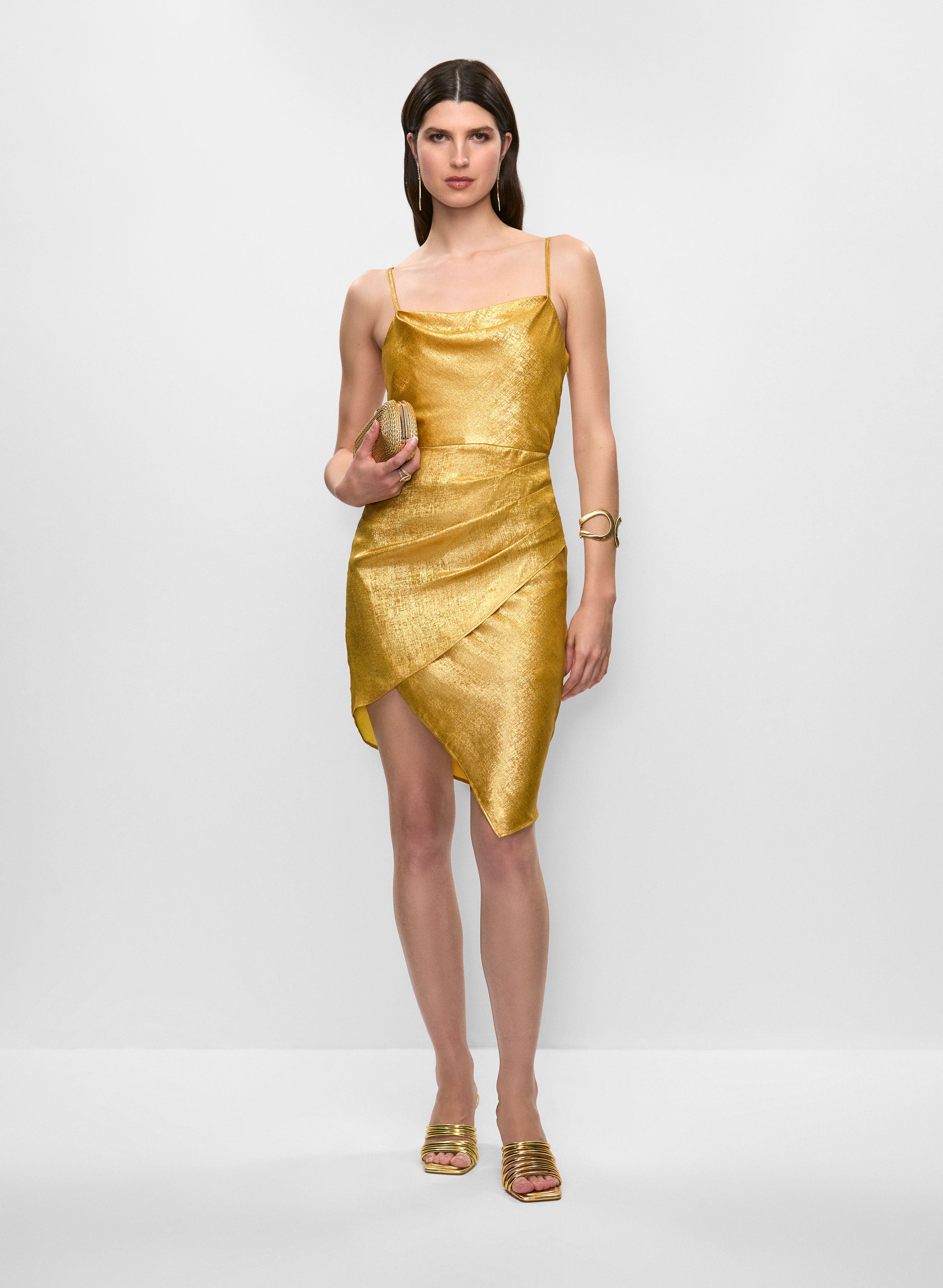 Adrianna Papell Cowl Neck Satin Dress