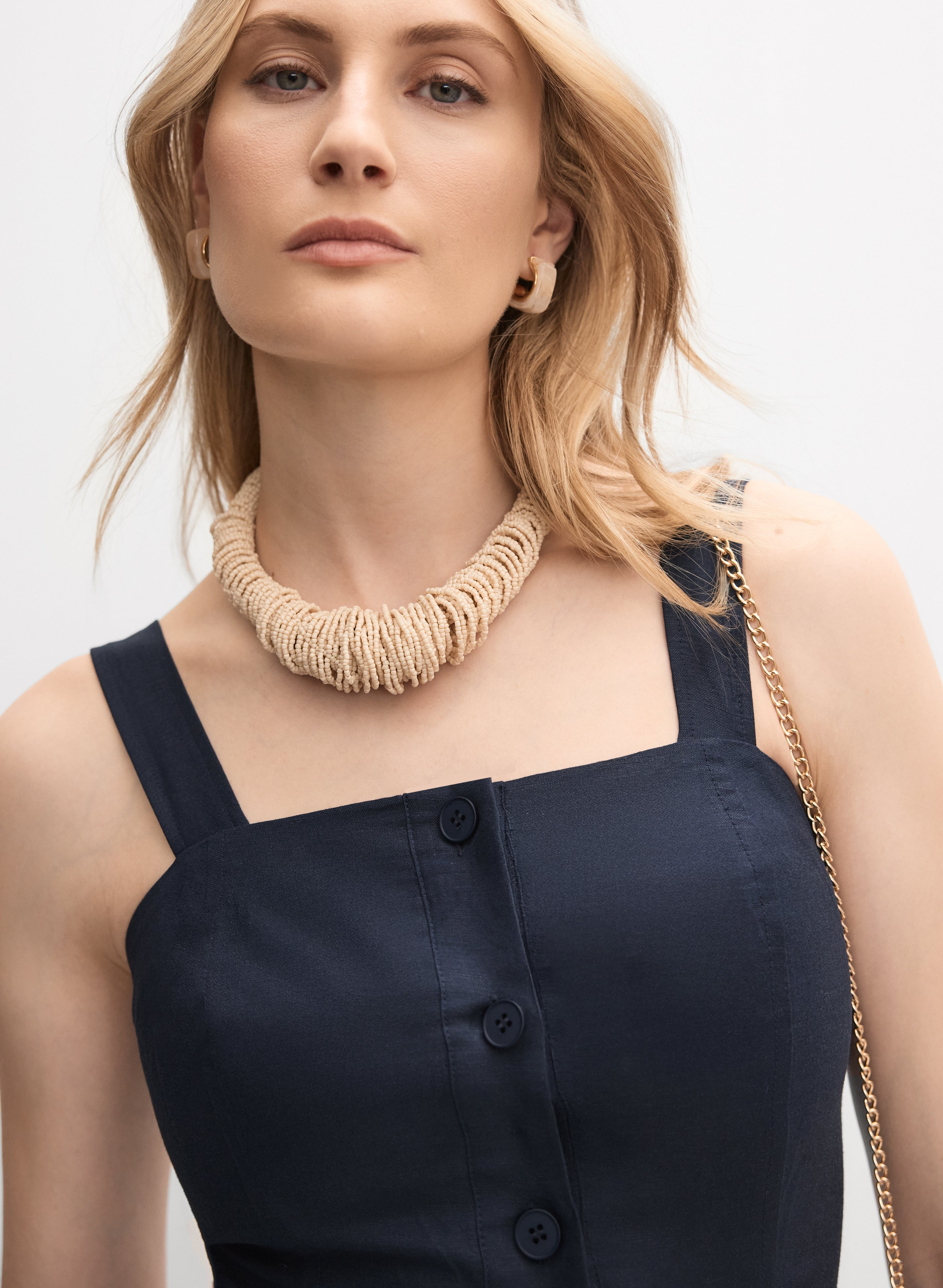 yellow Linen button down midi dress L