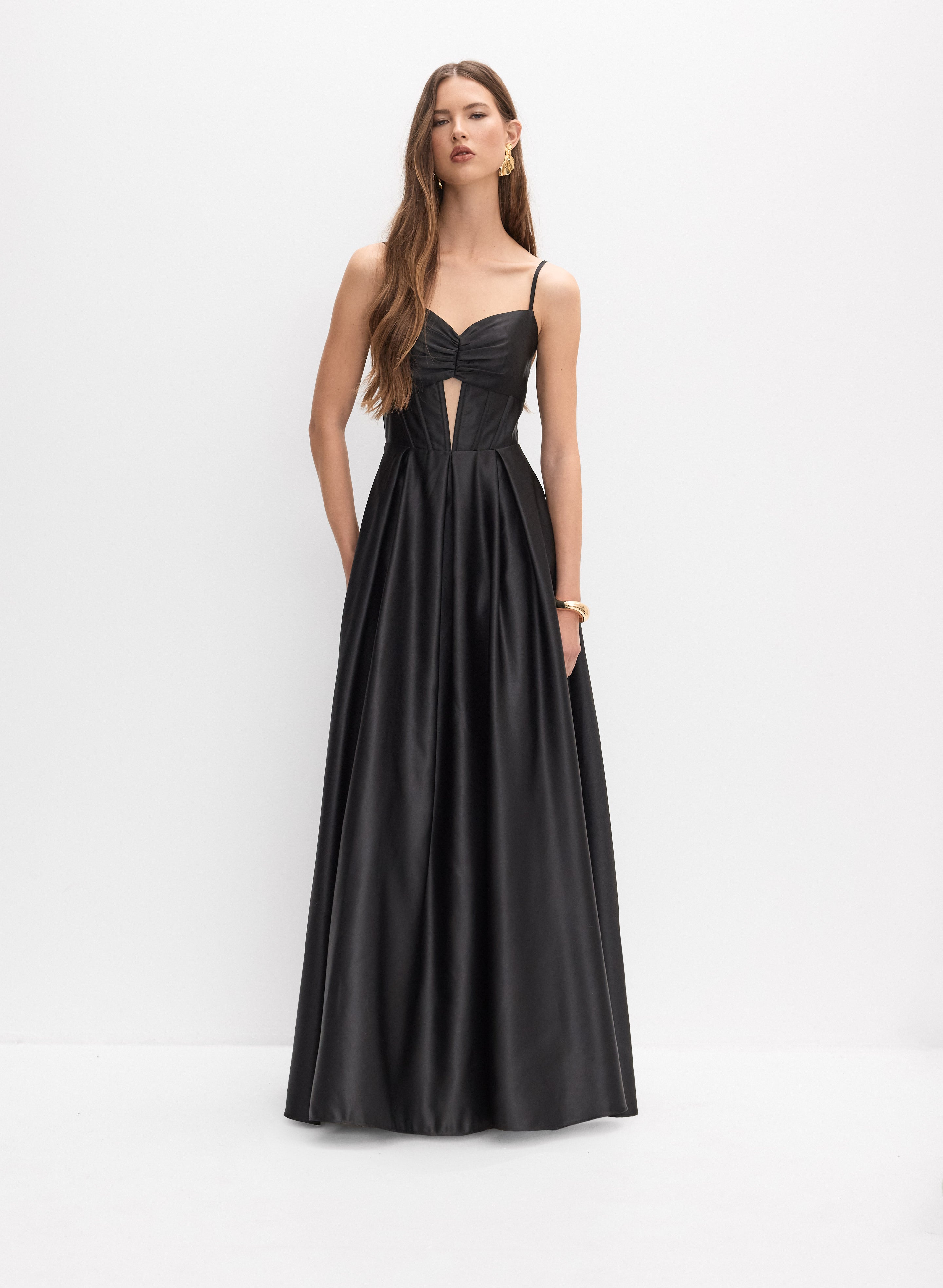 cutout corset dress Lindsay Black Cut Out Corset Panel Maxi Dress, M / Black