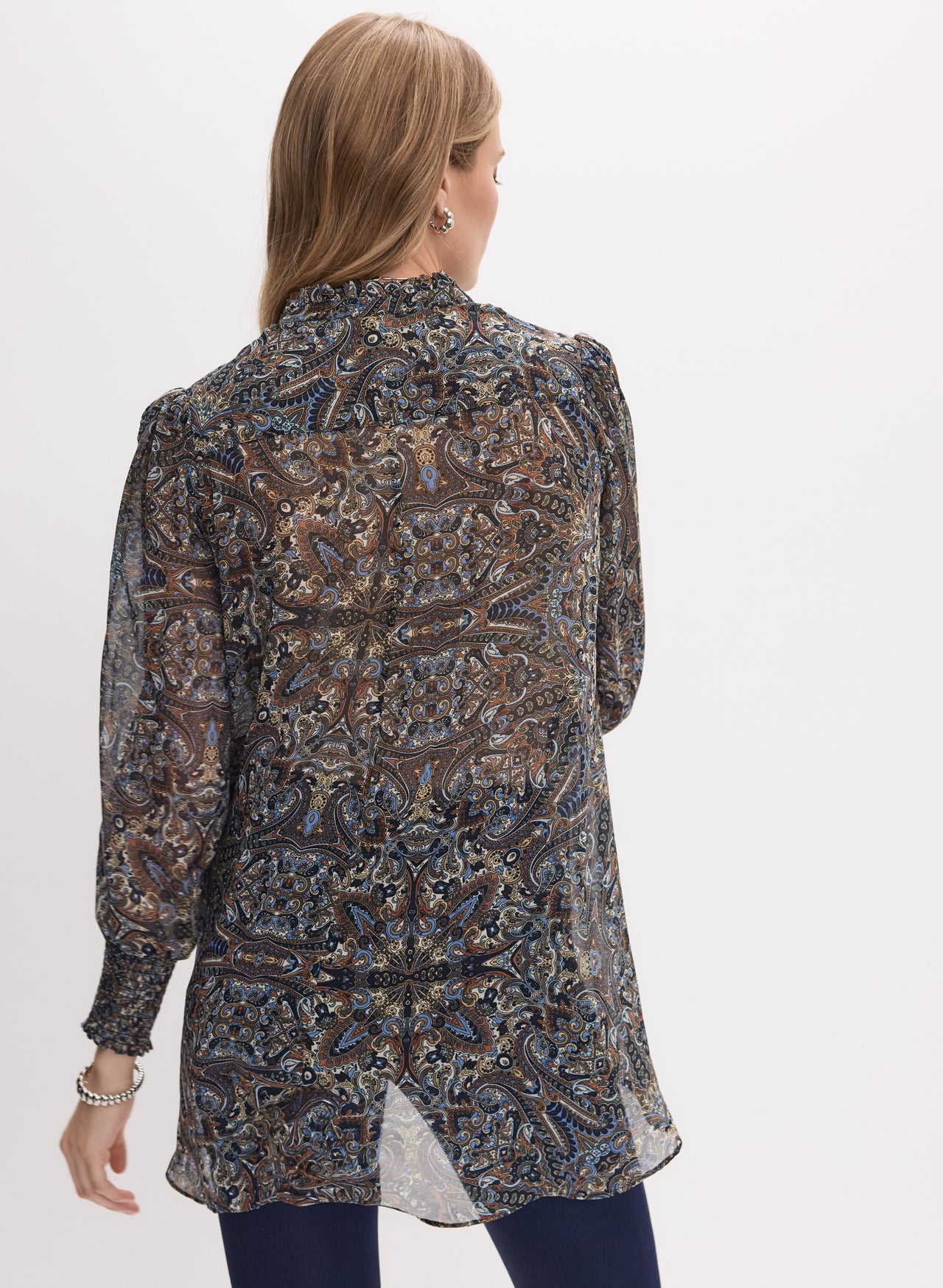 Inverted Notch Collar Blouse in French Blue