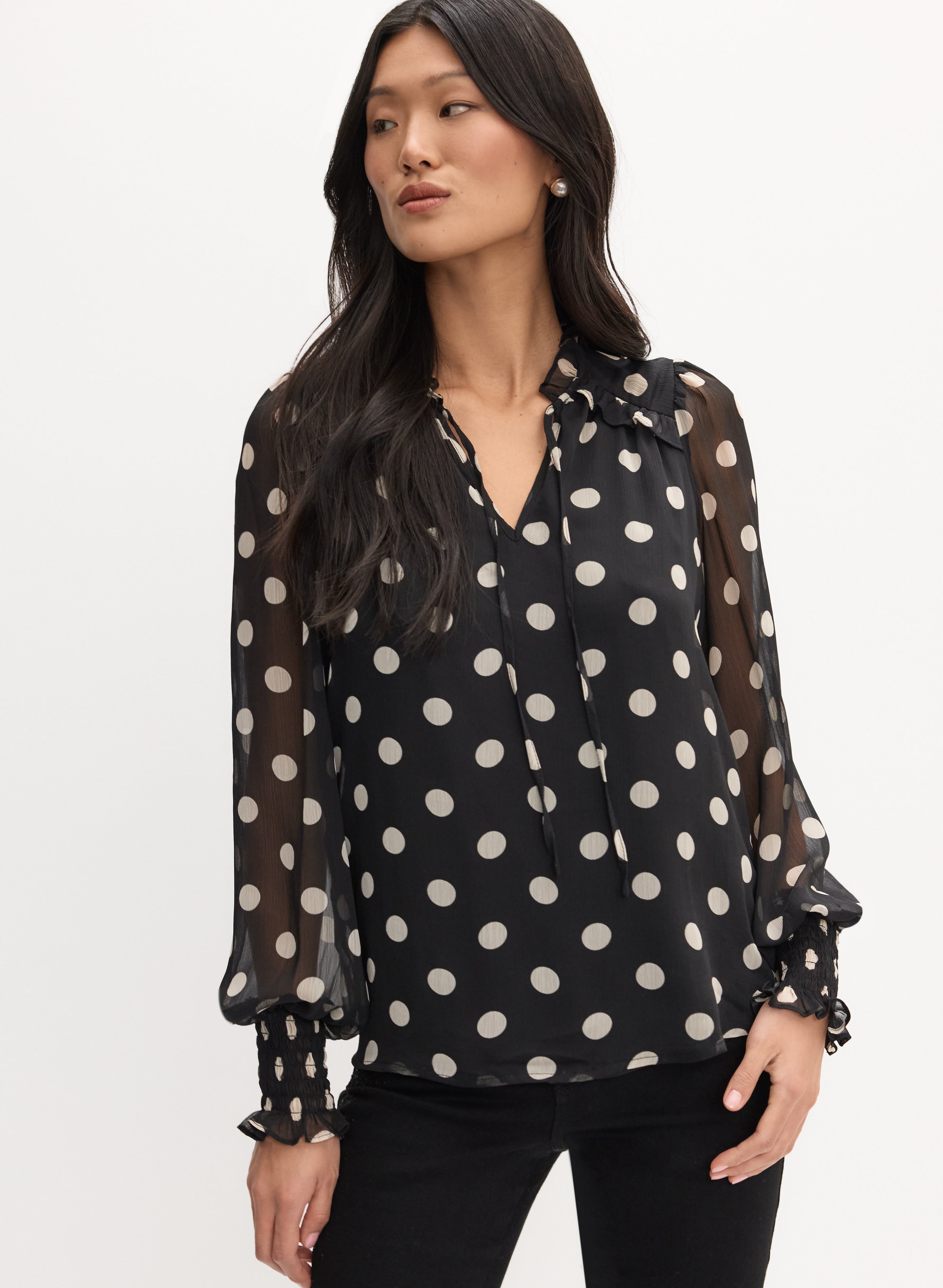 Simple Polka Dot Print Blouse