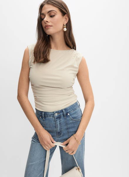 Ruched Extended Shoulder Top
