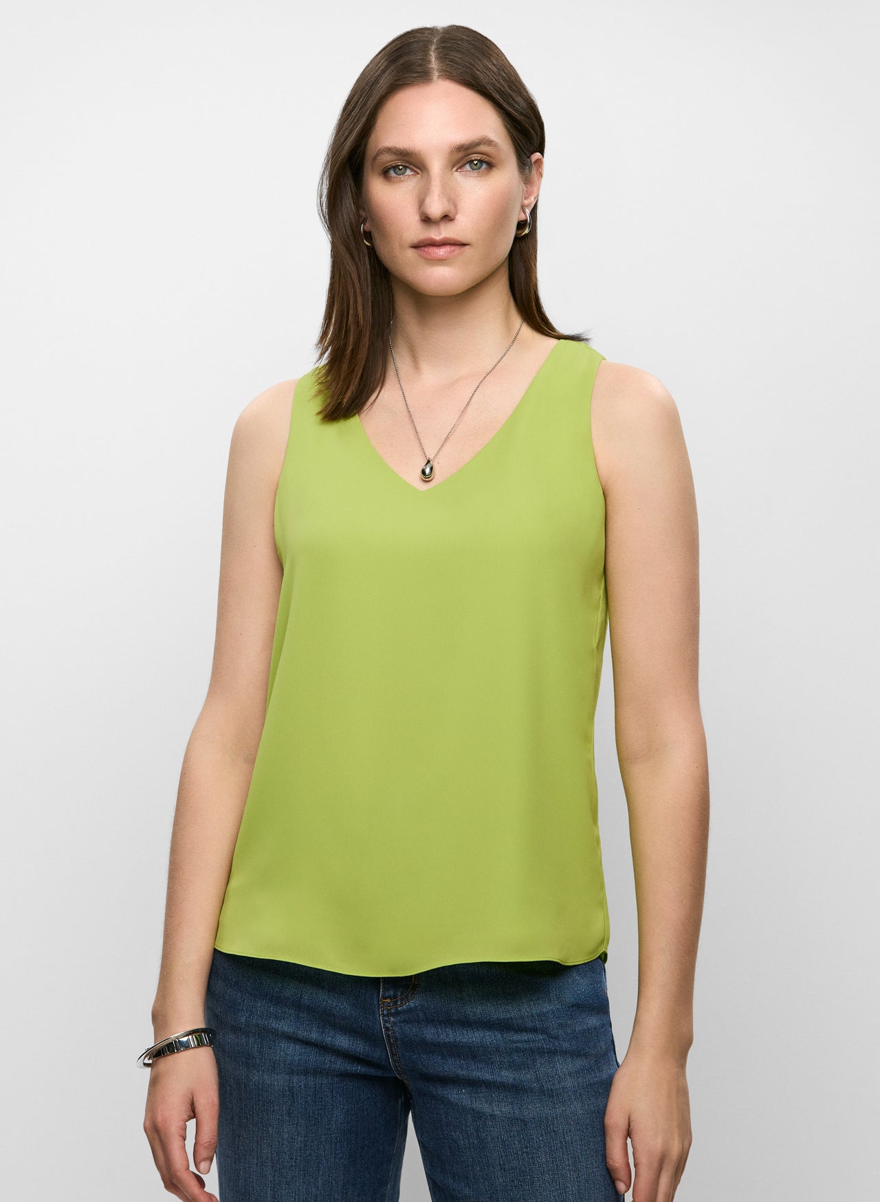 Sleeveless Crew Neck A-Line Blouse main image 0