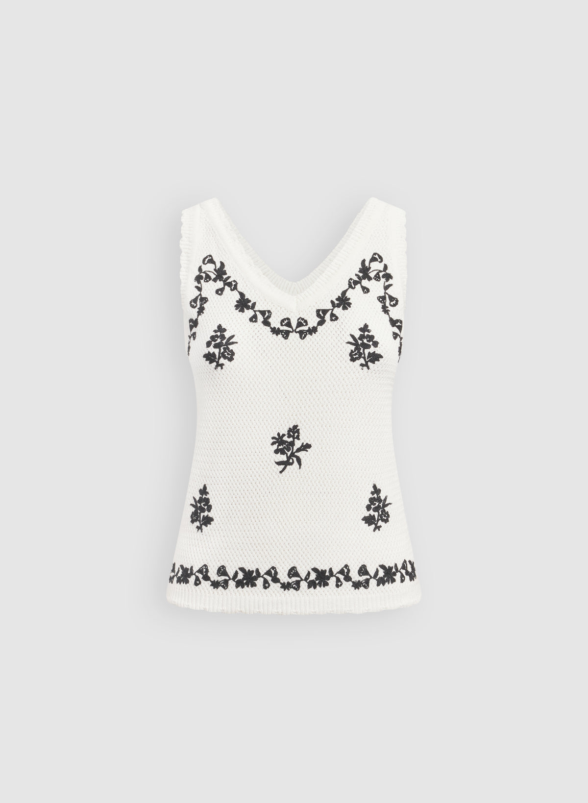 Embroidered Floral Knit Tank