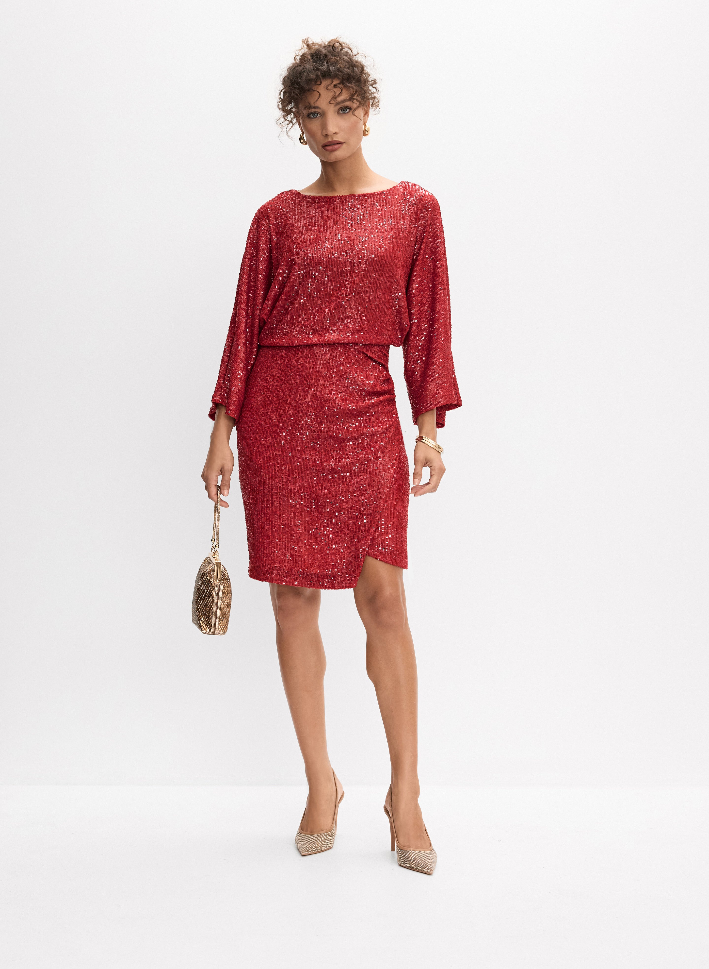 Sequined Flare Sleeve Dress Sequined Flare Sleeve Dress