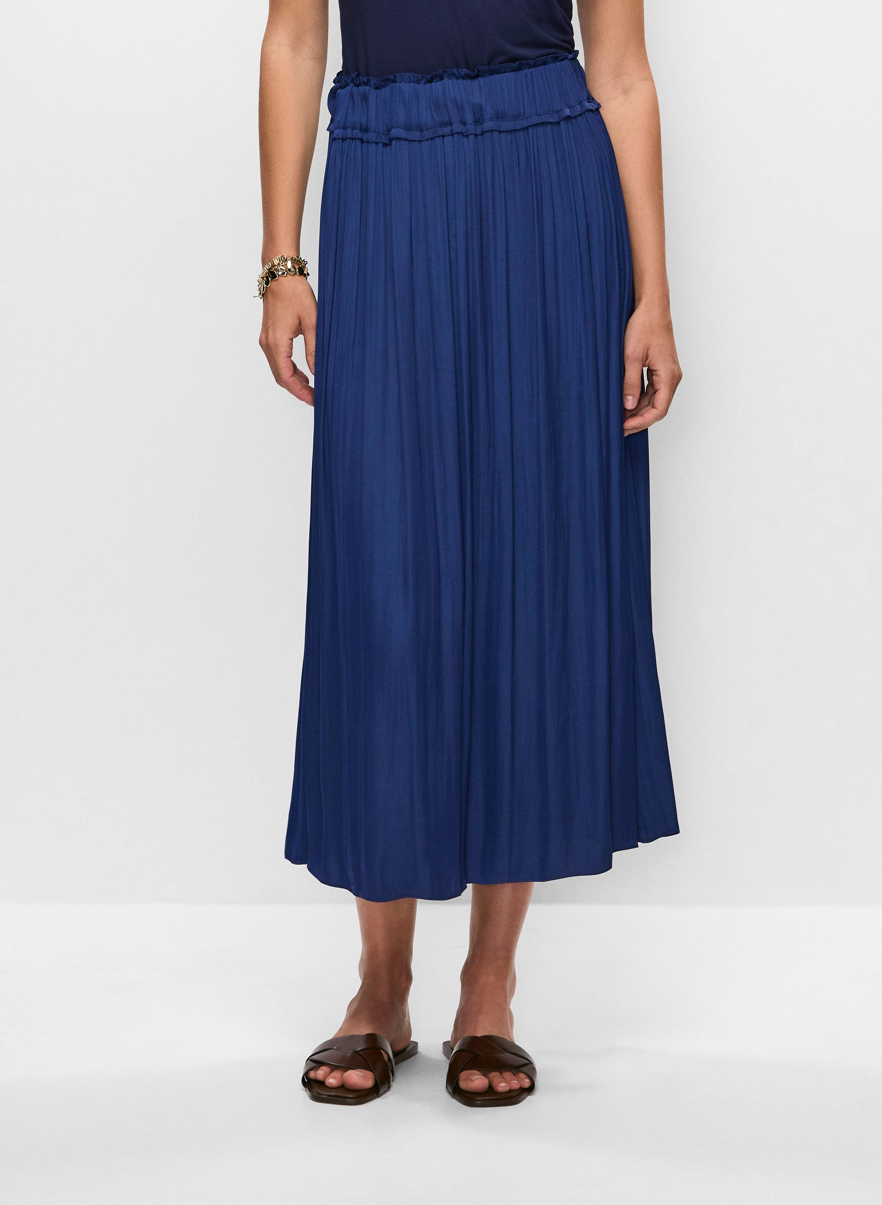 【mnem】Melfi Pleated Long Skirt Pleated Maxi Skirt
