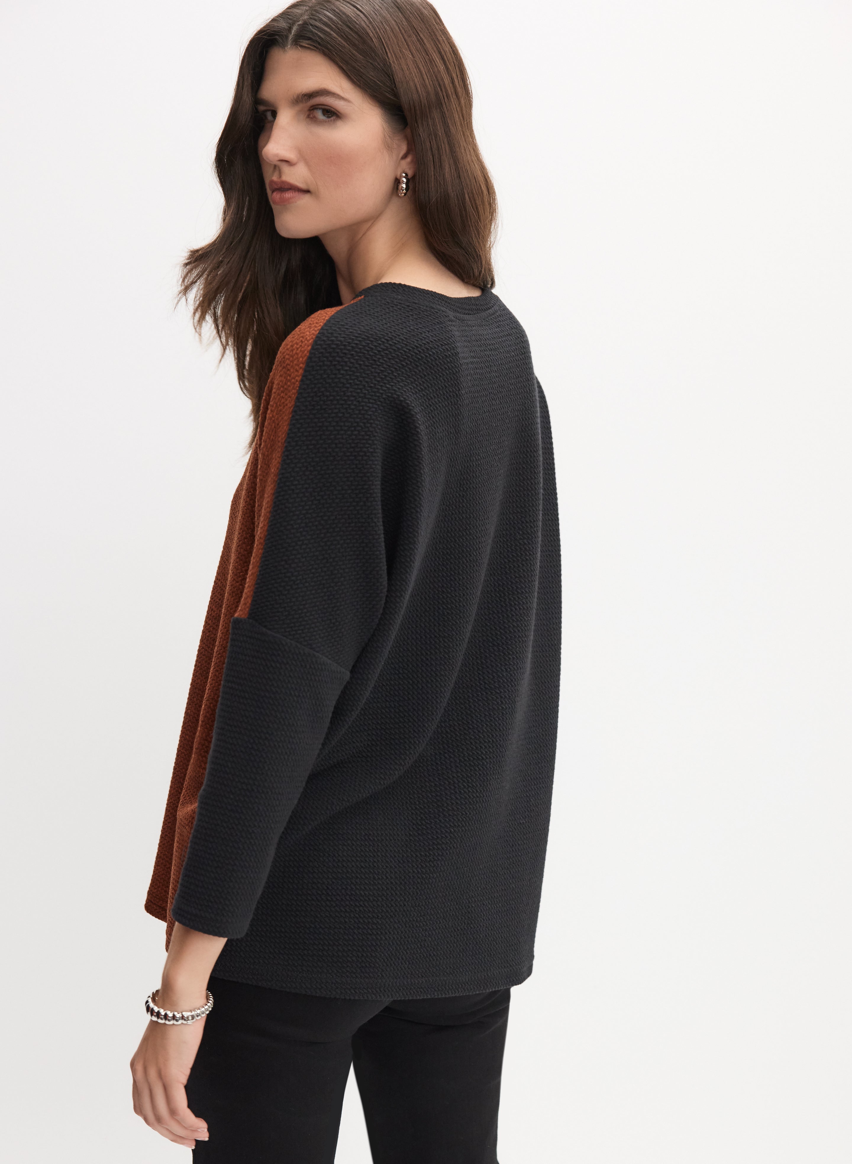 Joseph Ribkoff popular Black Sweater front Colorful Details