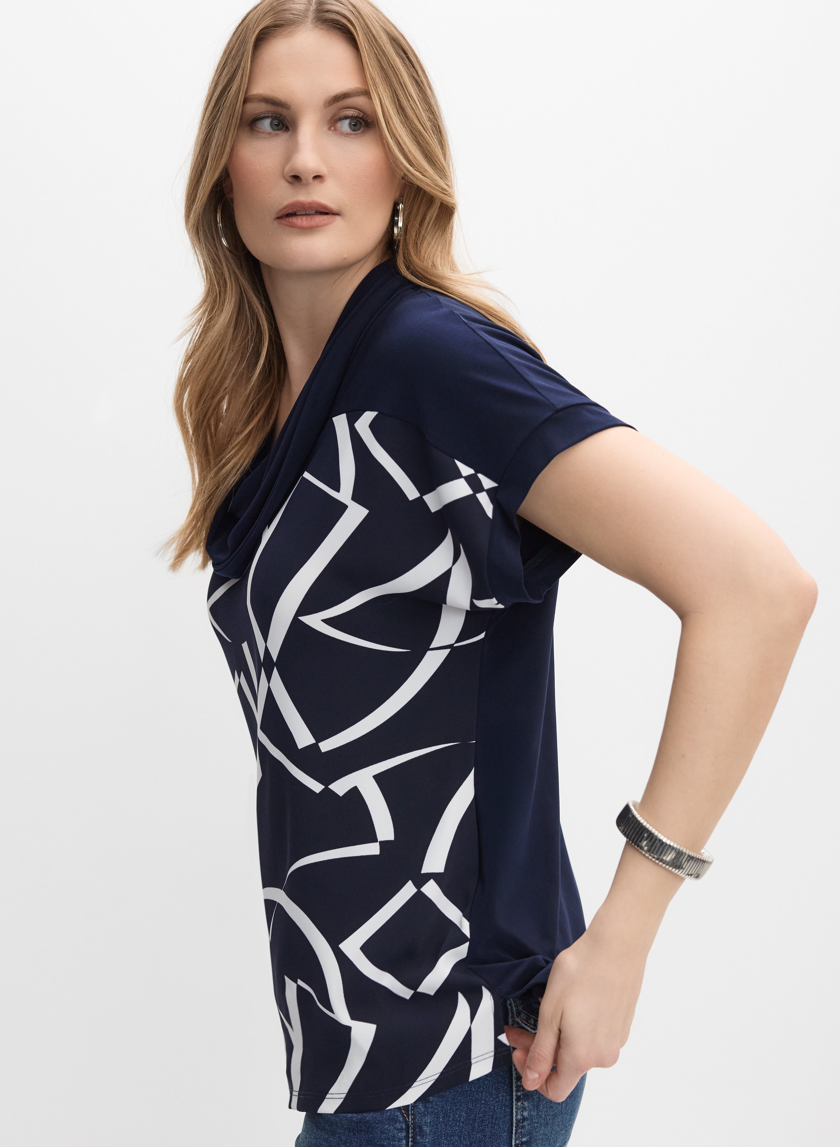 Joseph Ribkoff - Geometric Cowl Neck Top