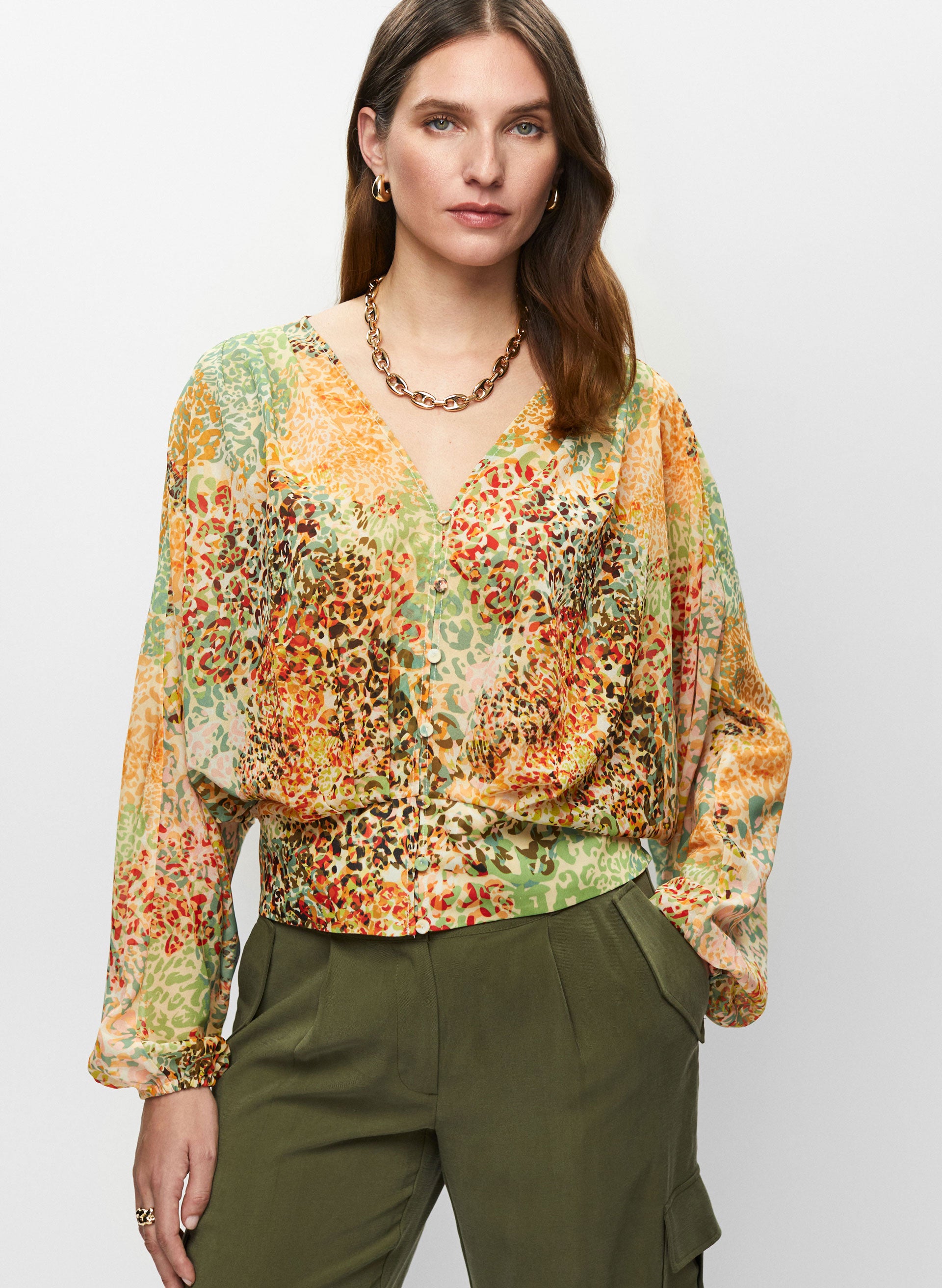 animal print chiffon top