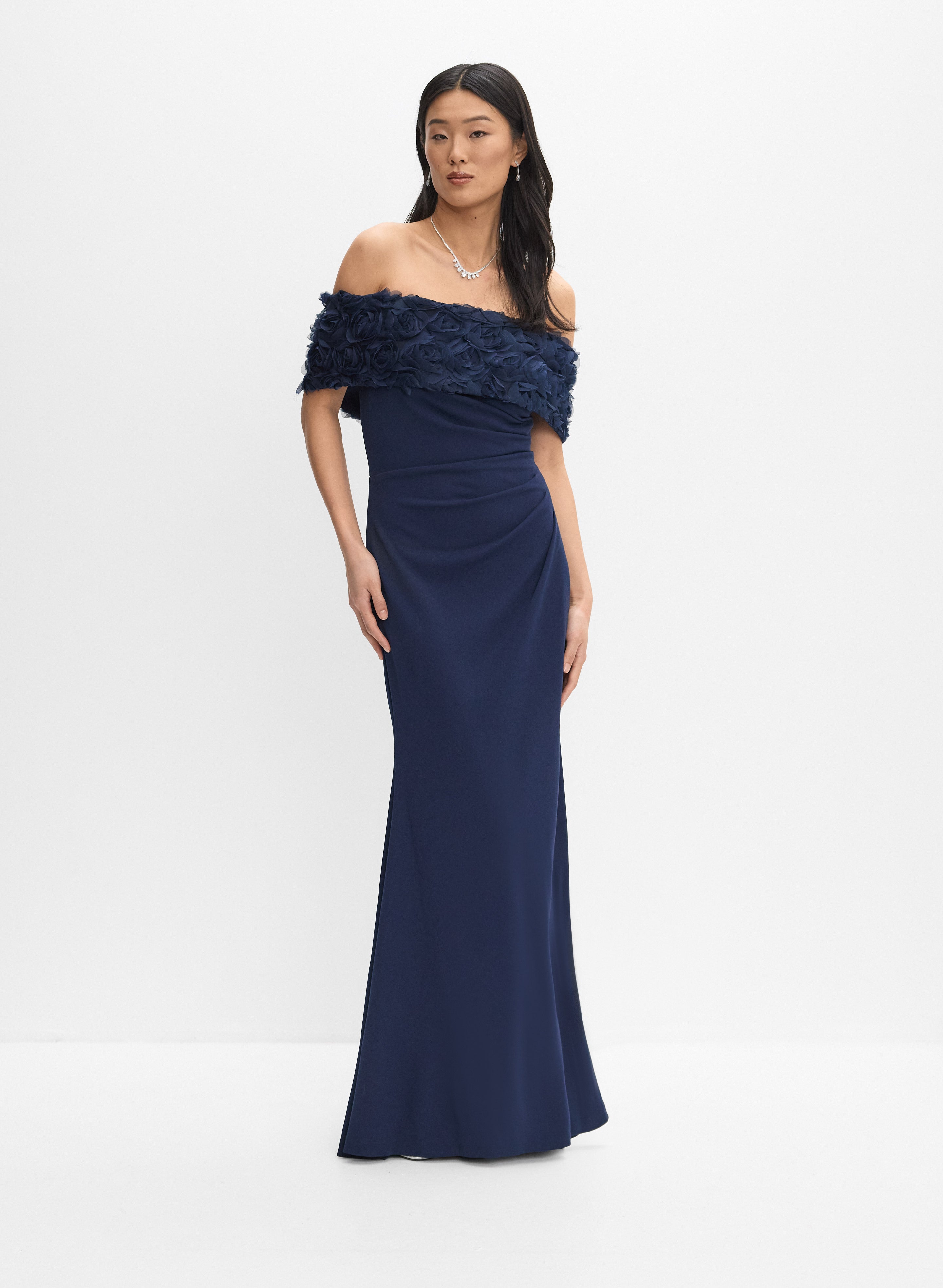 Off-The-Shoulder Crepe Dress