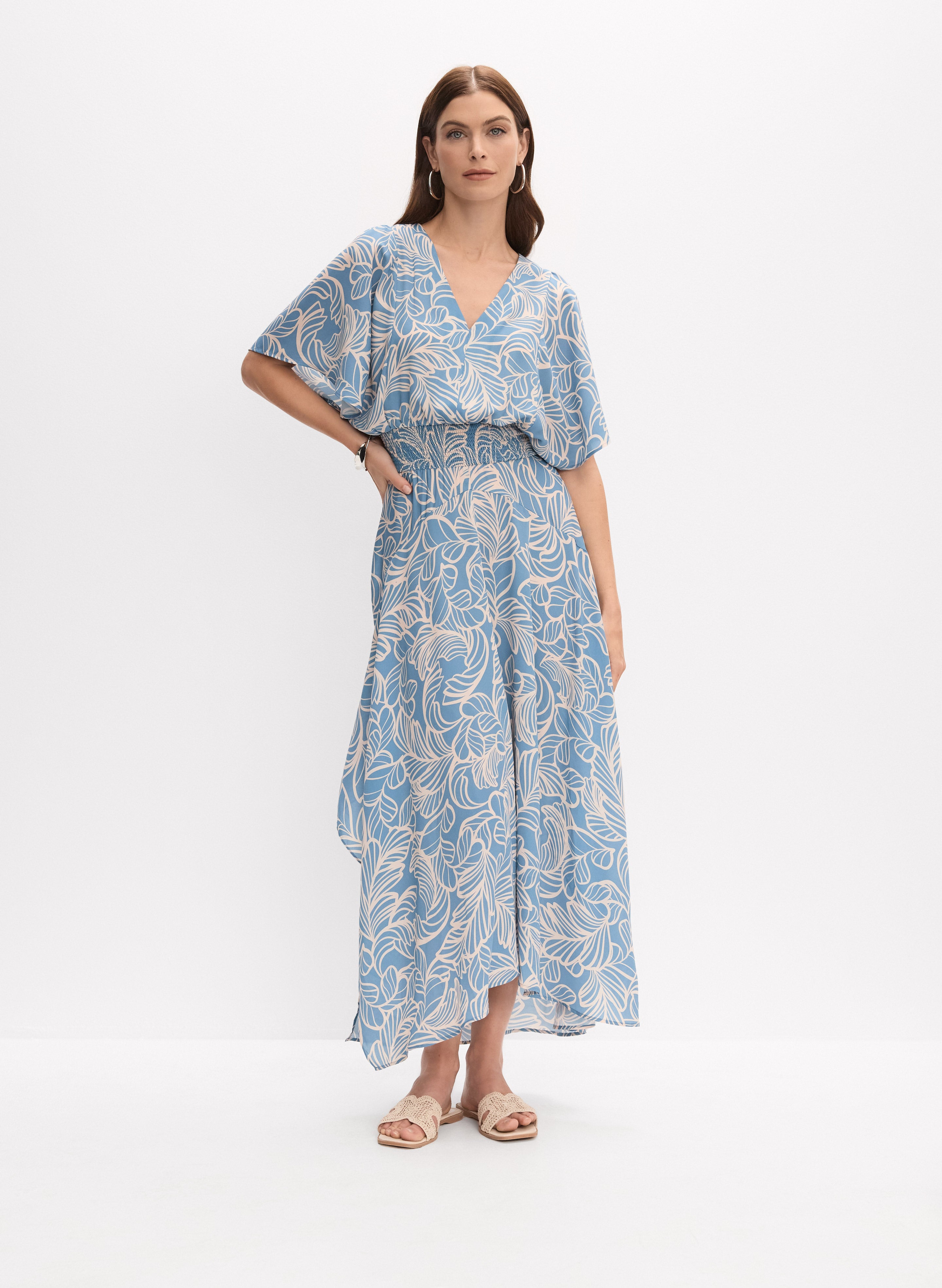 Leaf Print Maxi Dress