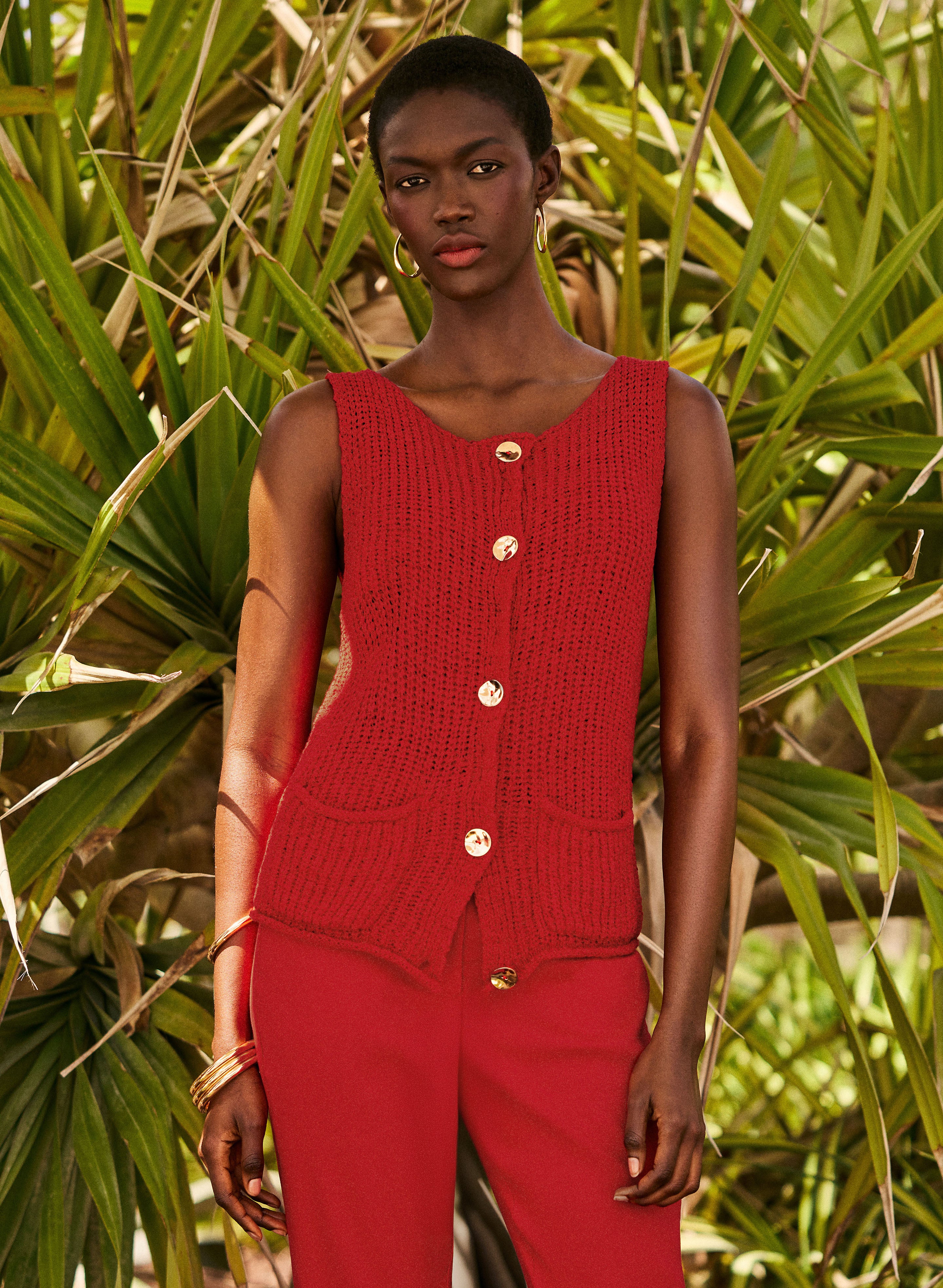 Knit Button-Down Vest