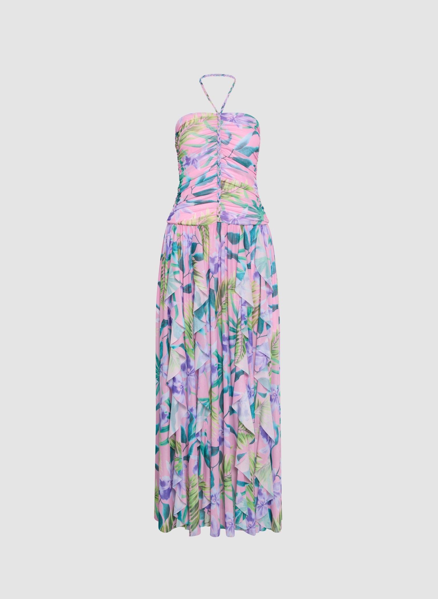 Emilia Plus Size Mesh Print Strapless Dress with Slit