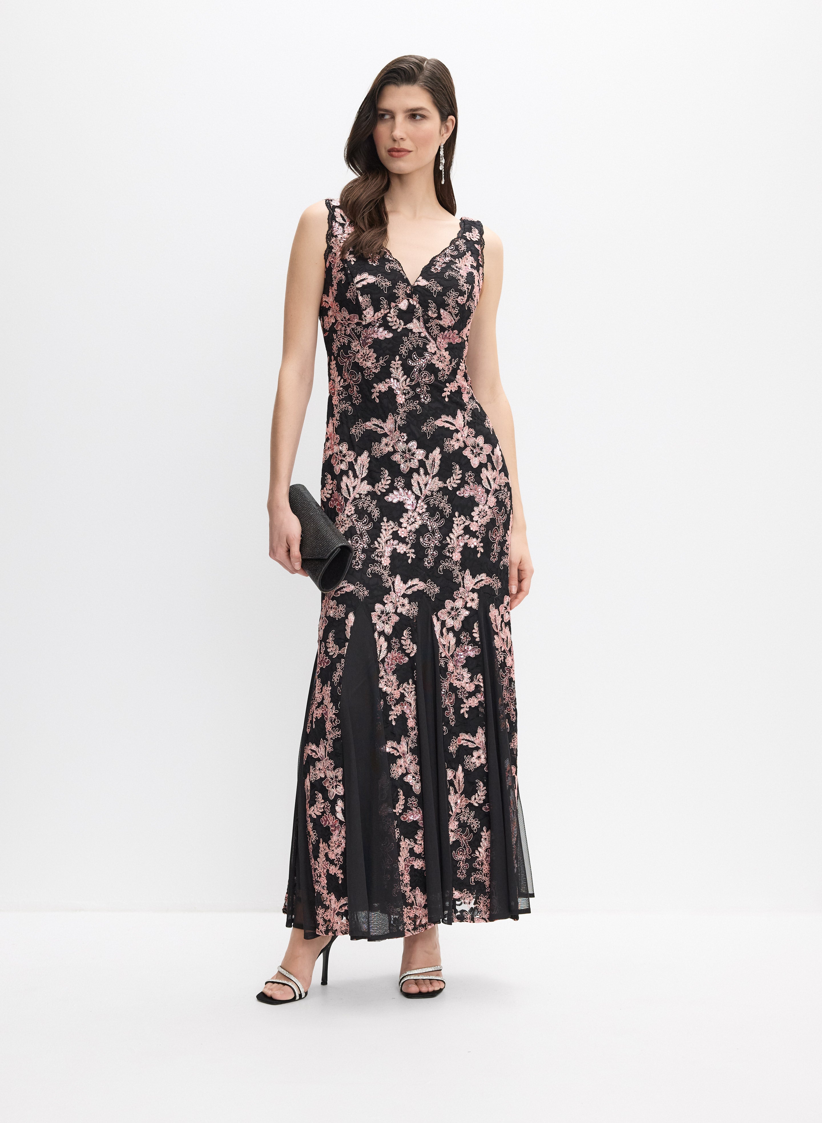 Embellished Floral Lace Dress
