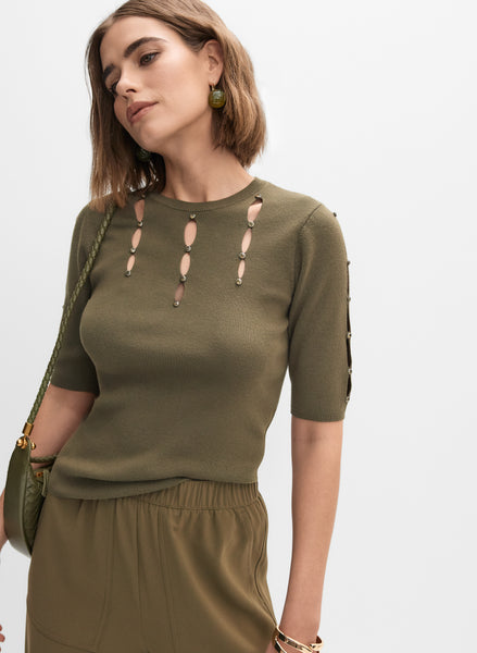 トップス Mamilyn Cutout Short Sleeve Pullover