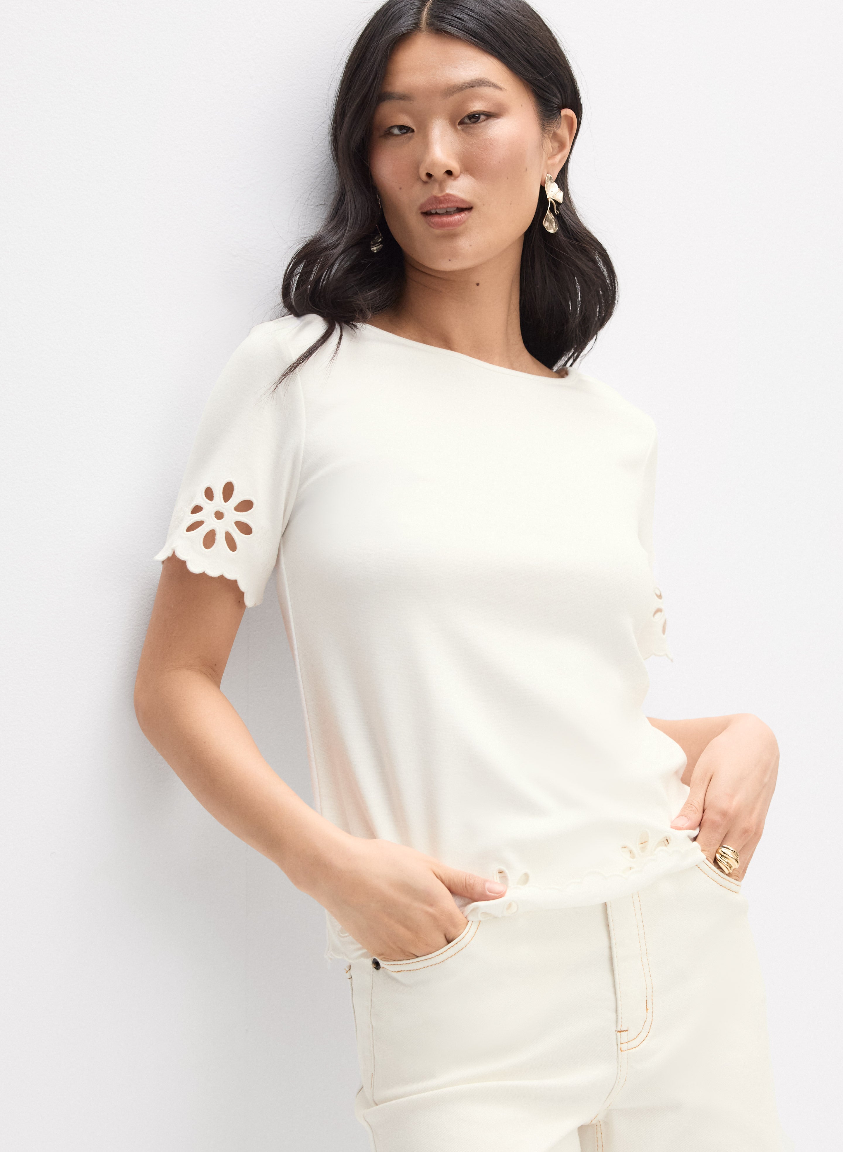 Embroidered Detail Top