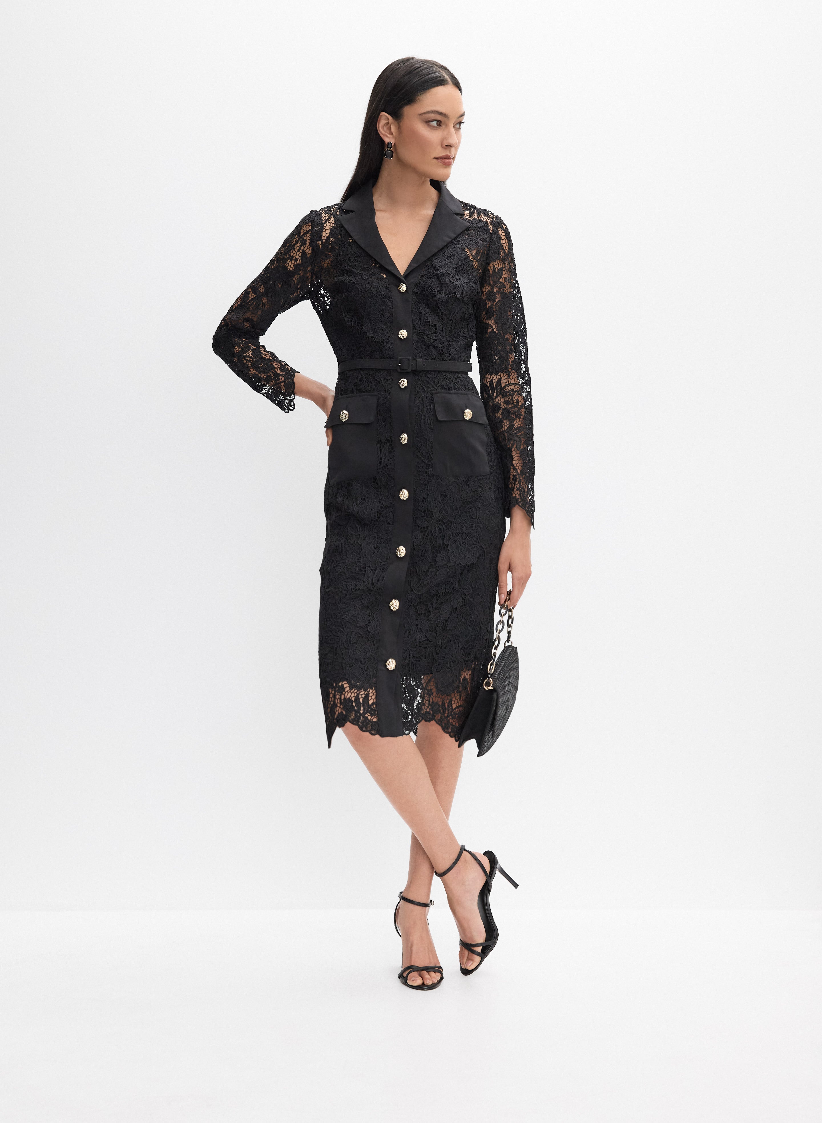 Guipure Lace Shirt Dress