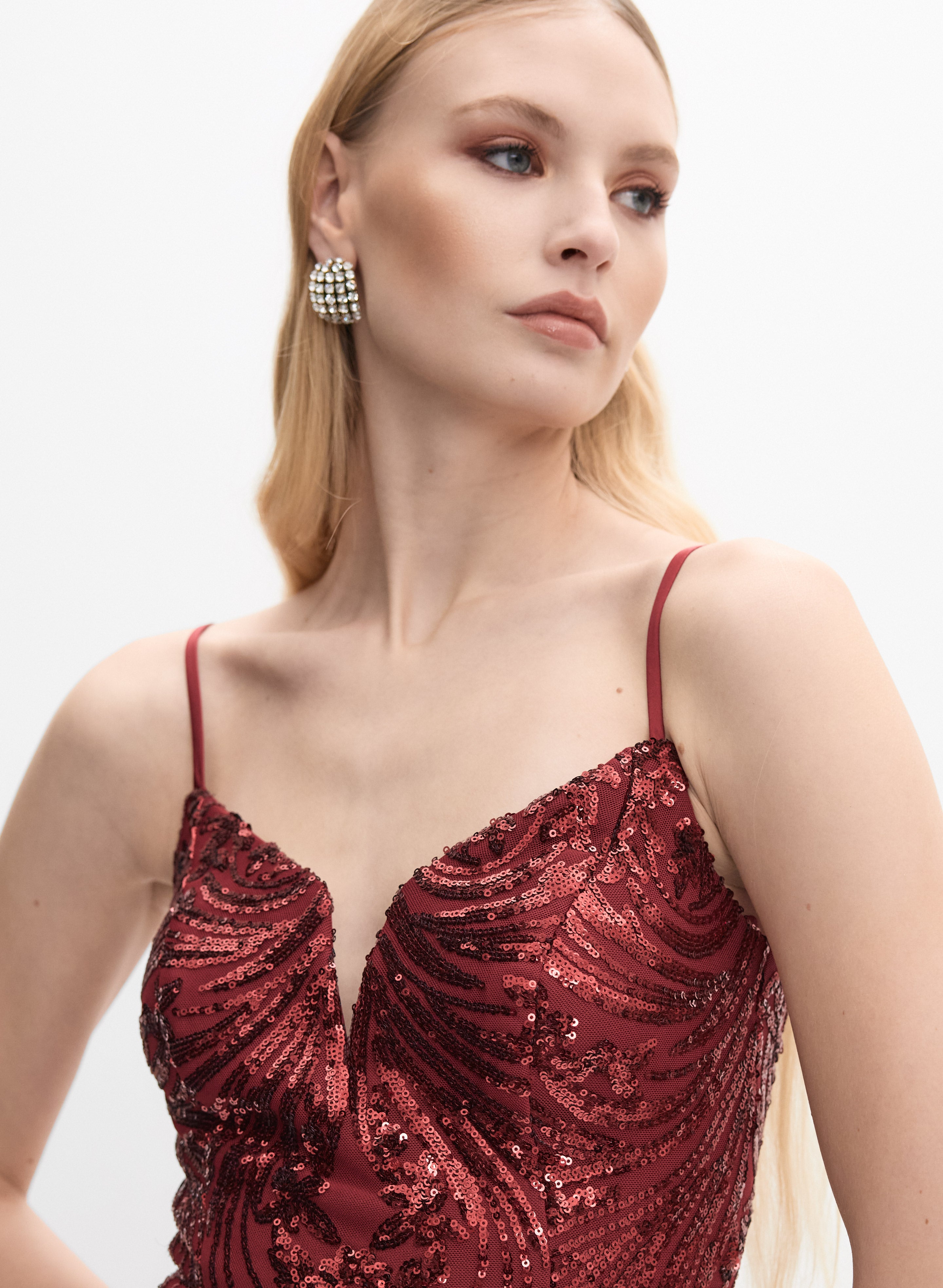 melanie lyne red dress Fitted Sequin Dress